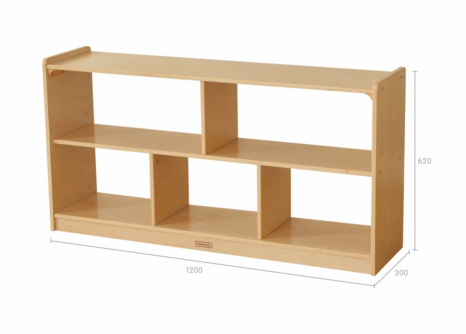 620H x 1200L 5-Compartment Shelving Unit - Open Back