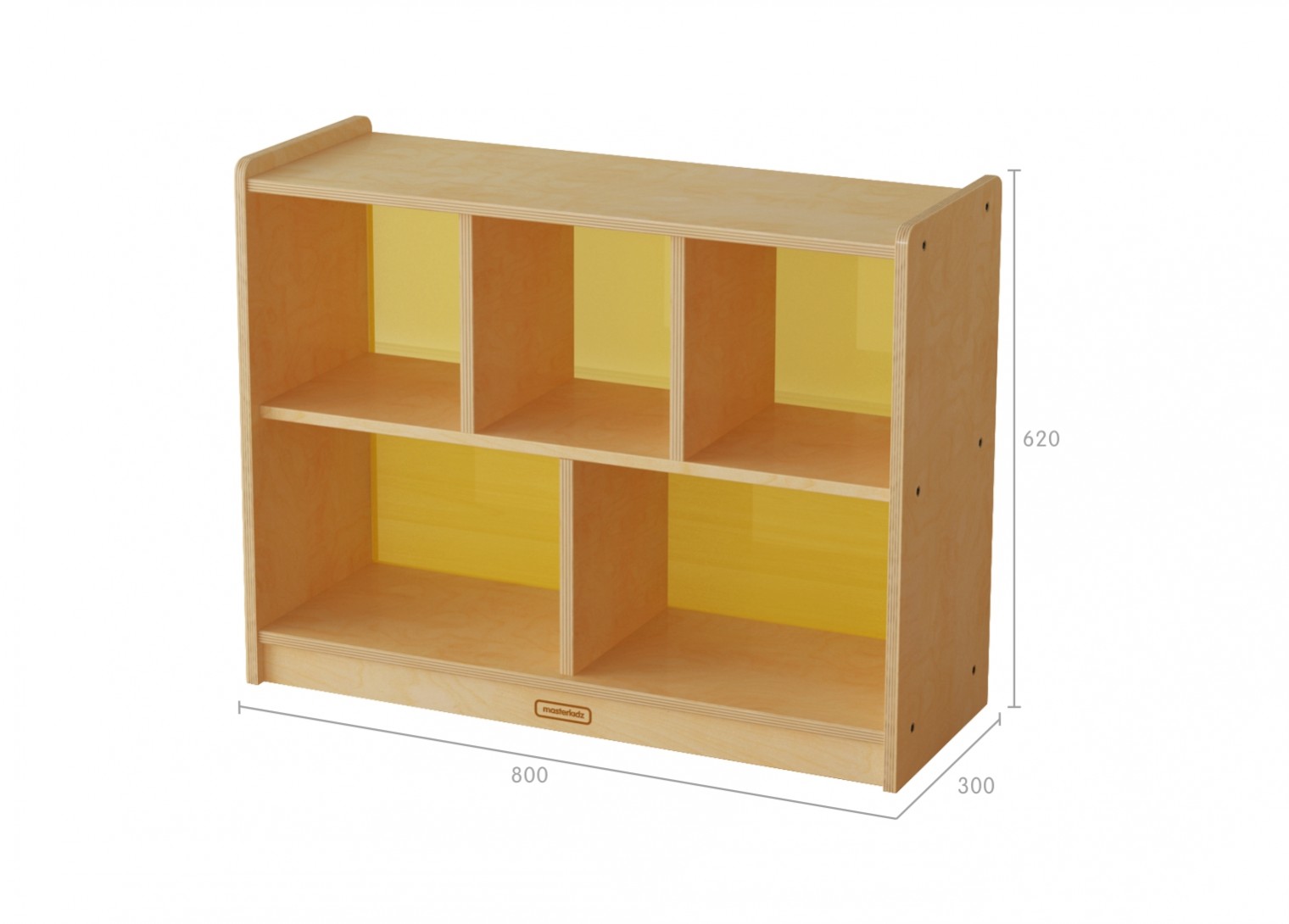 620H x 800L 5-Compartment Shelving Unit - Translucent Yellow Back