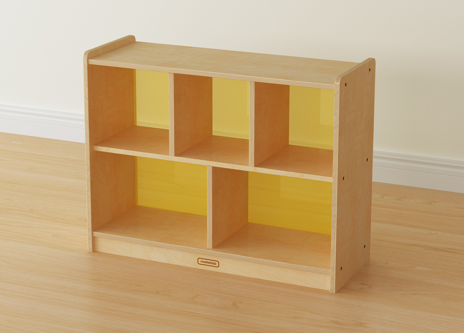 620H x 800L 5-Compartment Shelving Unit - Translucent Yellow Back