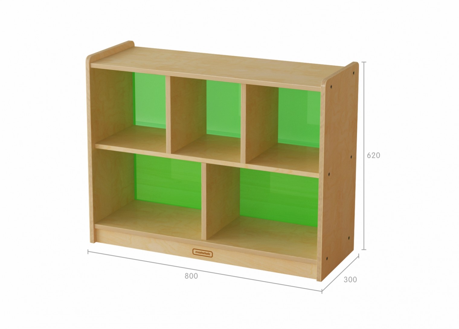 620H x 800L 5-Compartment Shelving Unit - Translucent Green Back