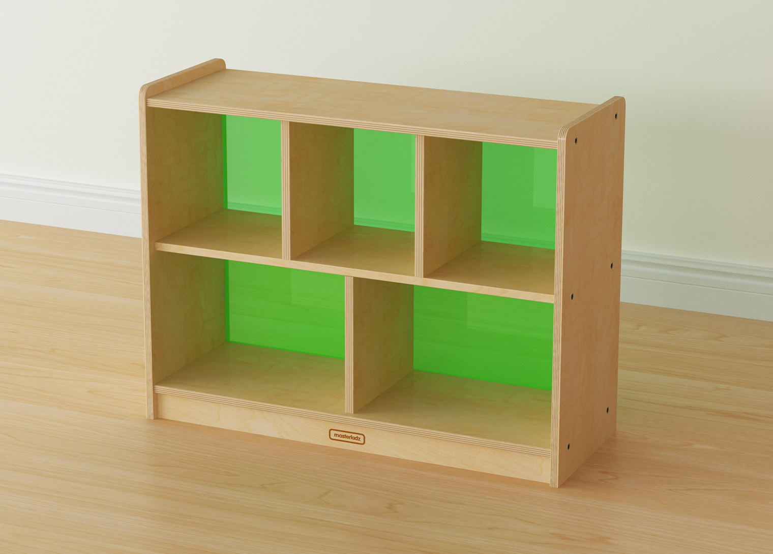 620H x 800L 5-Compartment Shelving Unit - Translucent Green Back