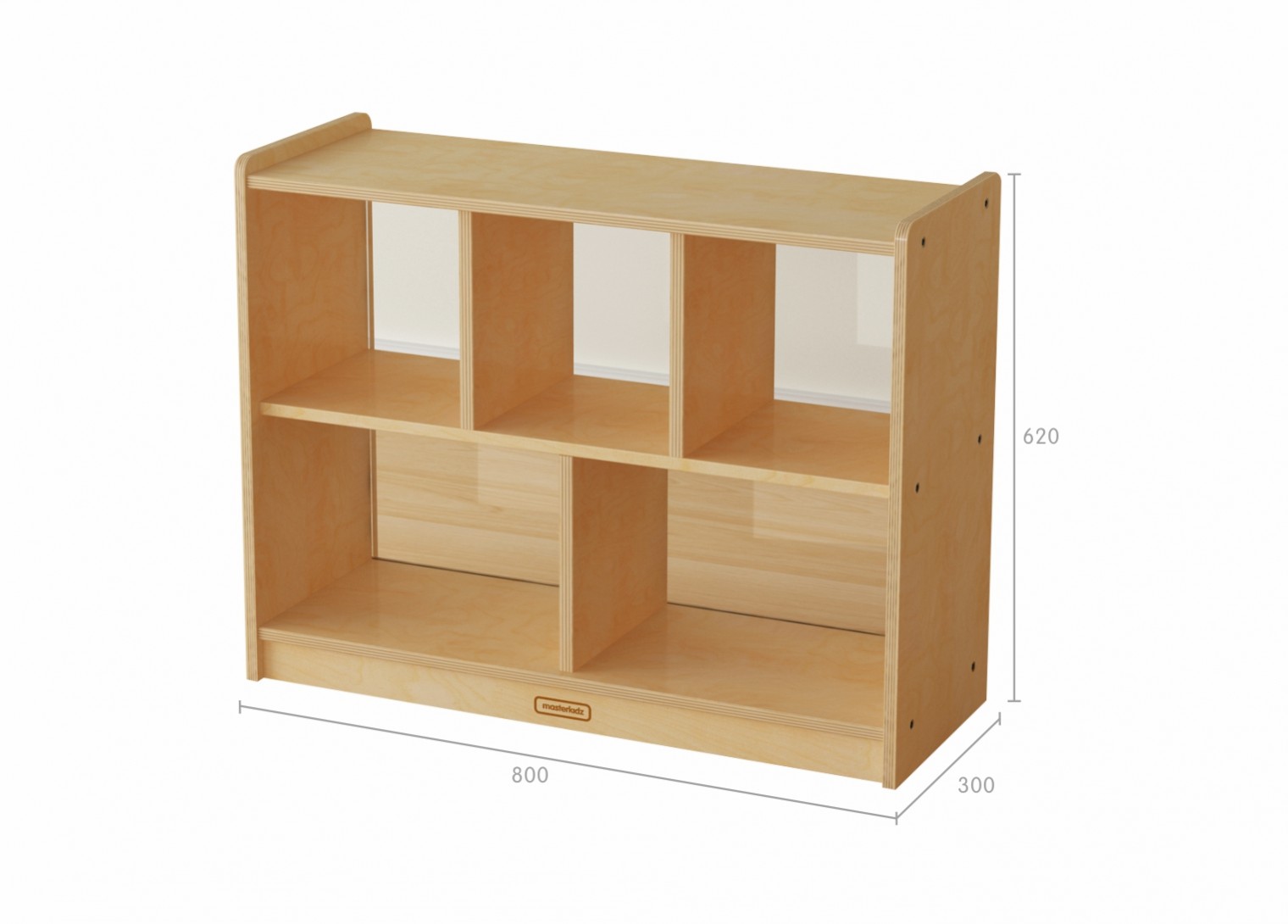 620H x 800L 5  -Compartment Shelving Unit - Transparent Back