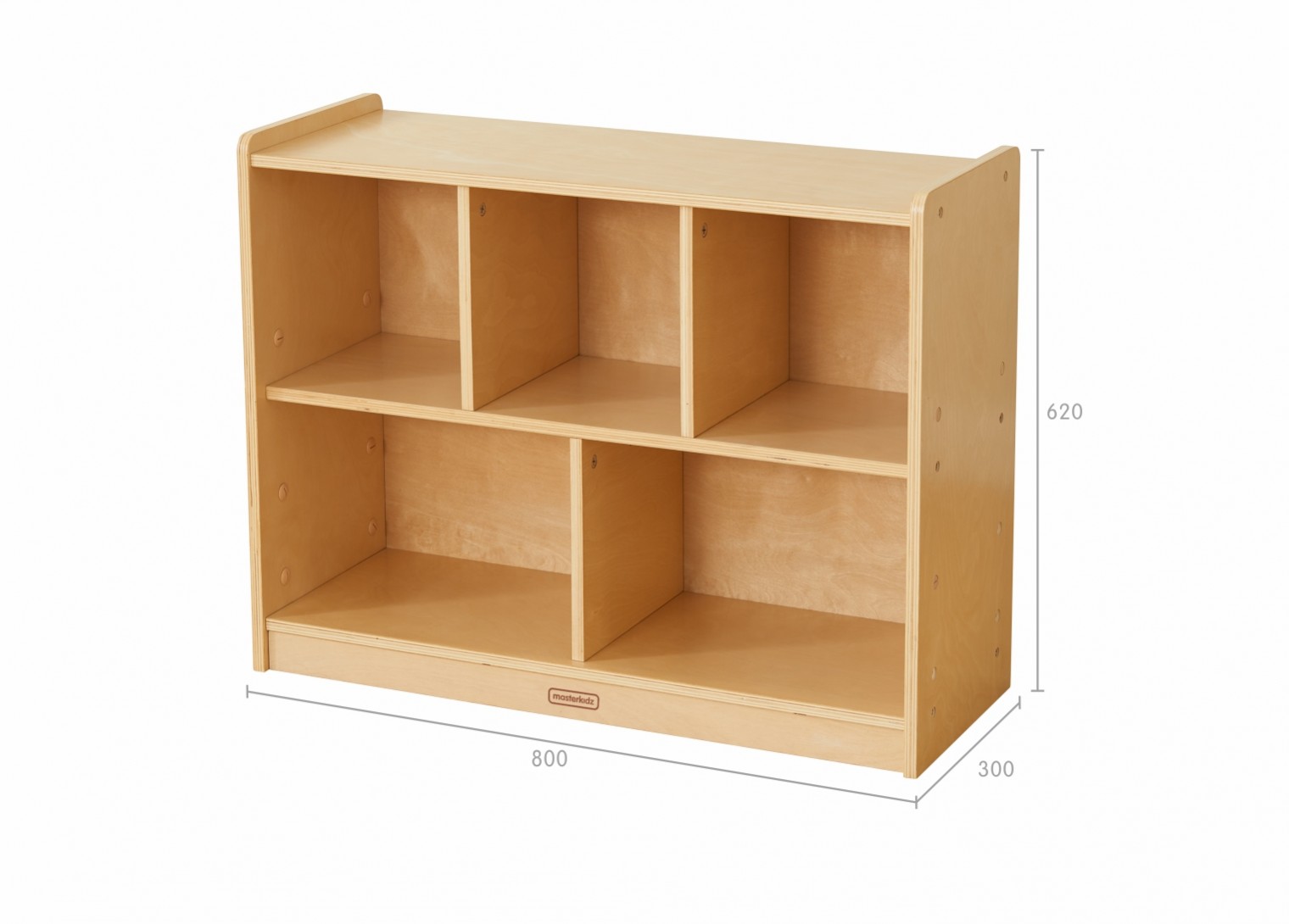 620H x 800L 5-Compartment Shelving Unit - Wooden Back 