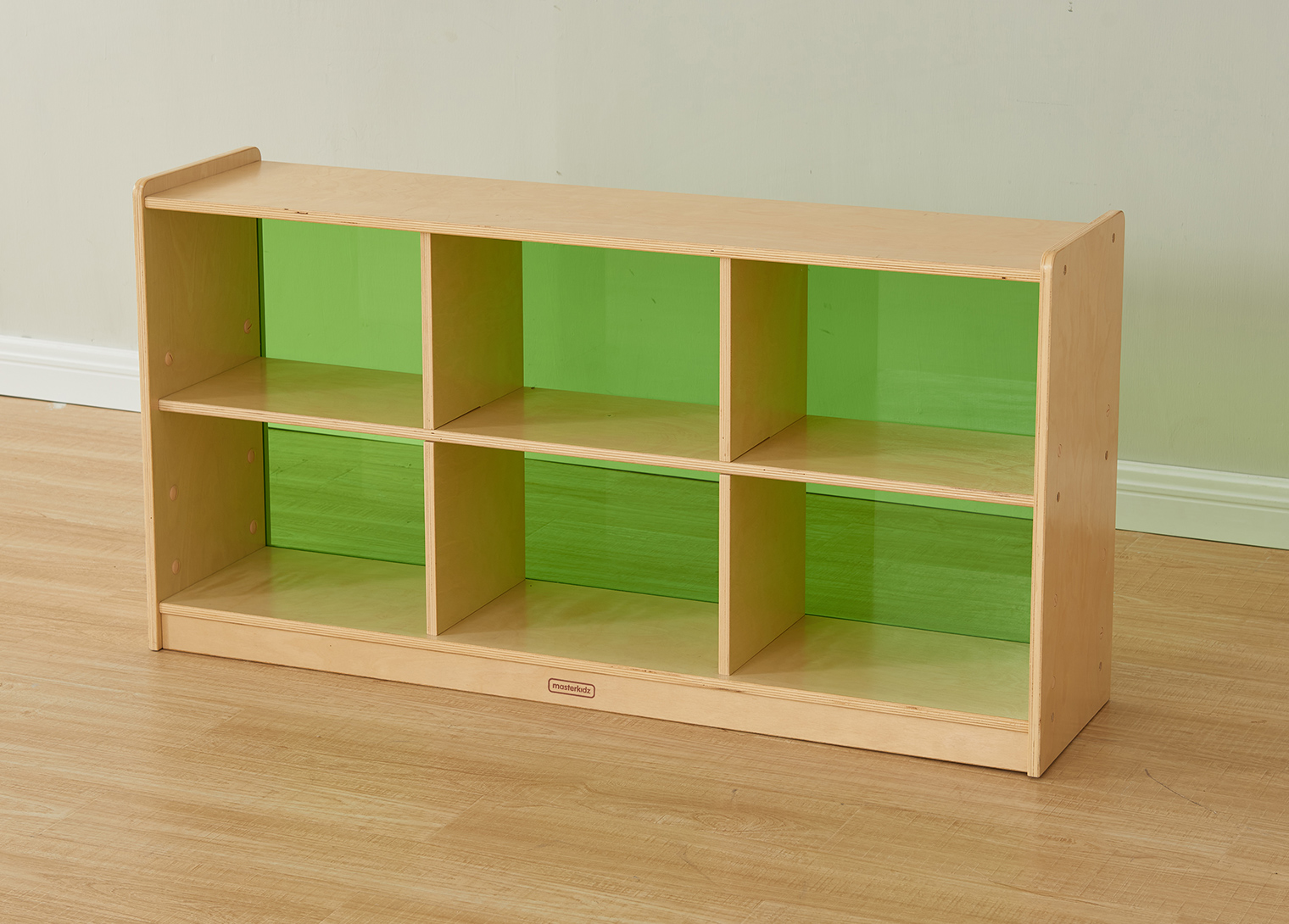 620H x 1200L 6-Compartment Shelving Unit - Translucent Green Back