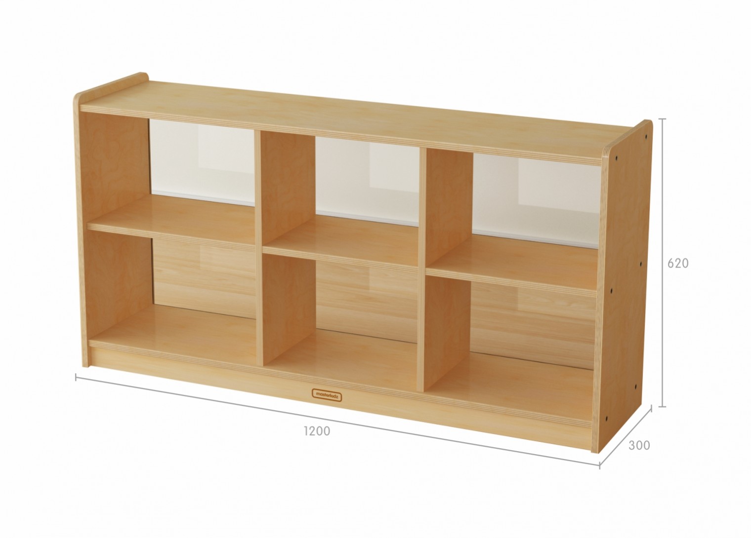 620H x 1200L 6  -Compartment Shelving Unit - Transparent Back