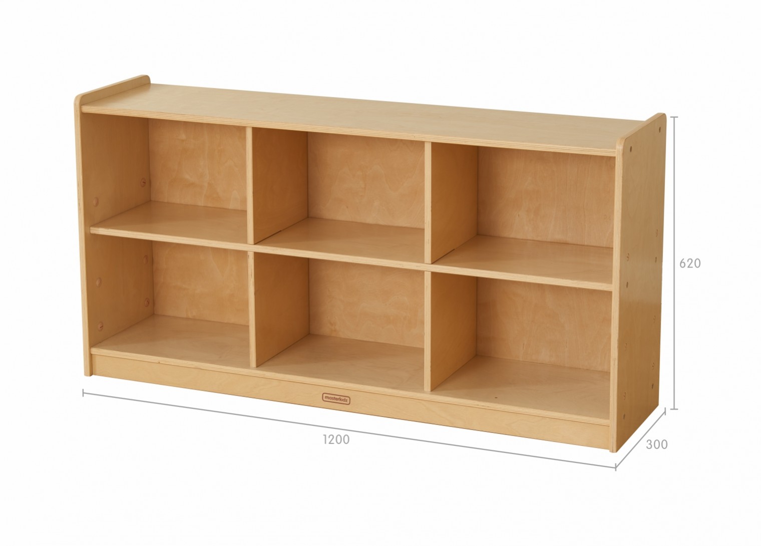 620H x 1200L 6-Compartment Shelving Unit - Wooden Back