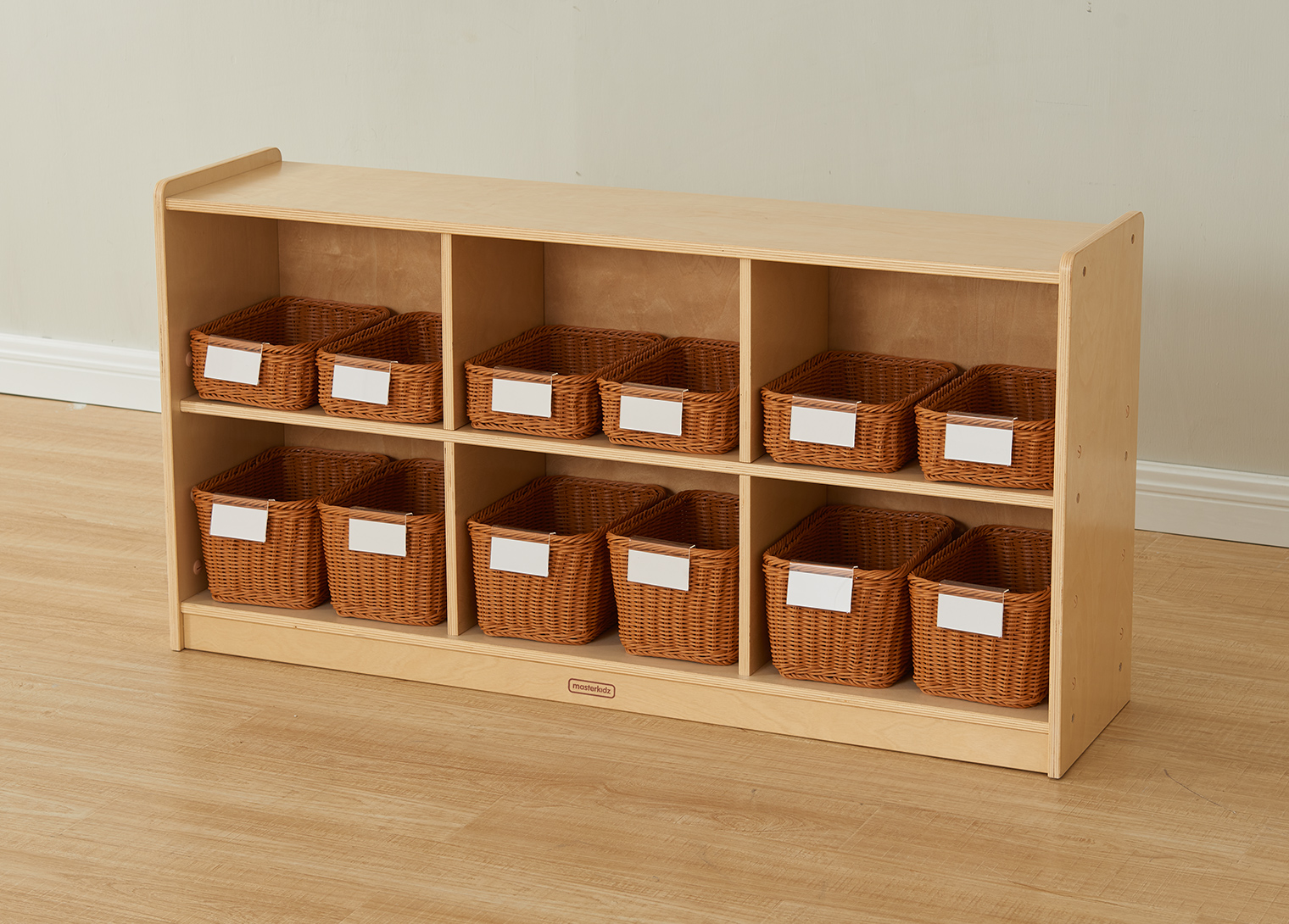 620H x 1200L 6-Compartment Shelving Unit - Wooden Back