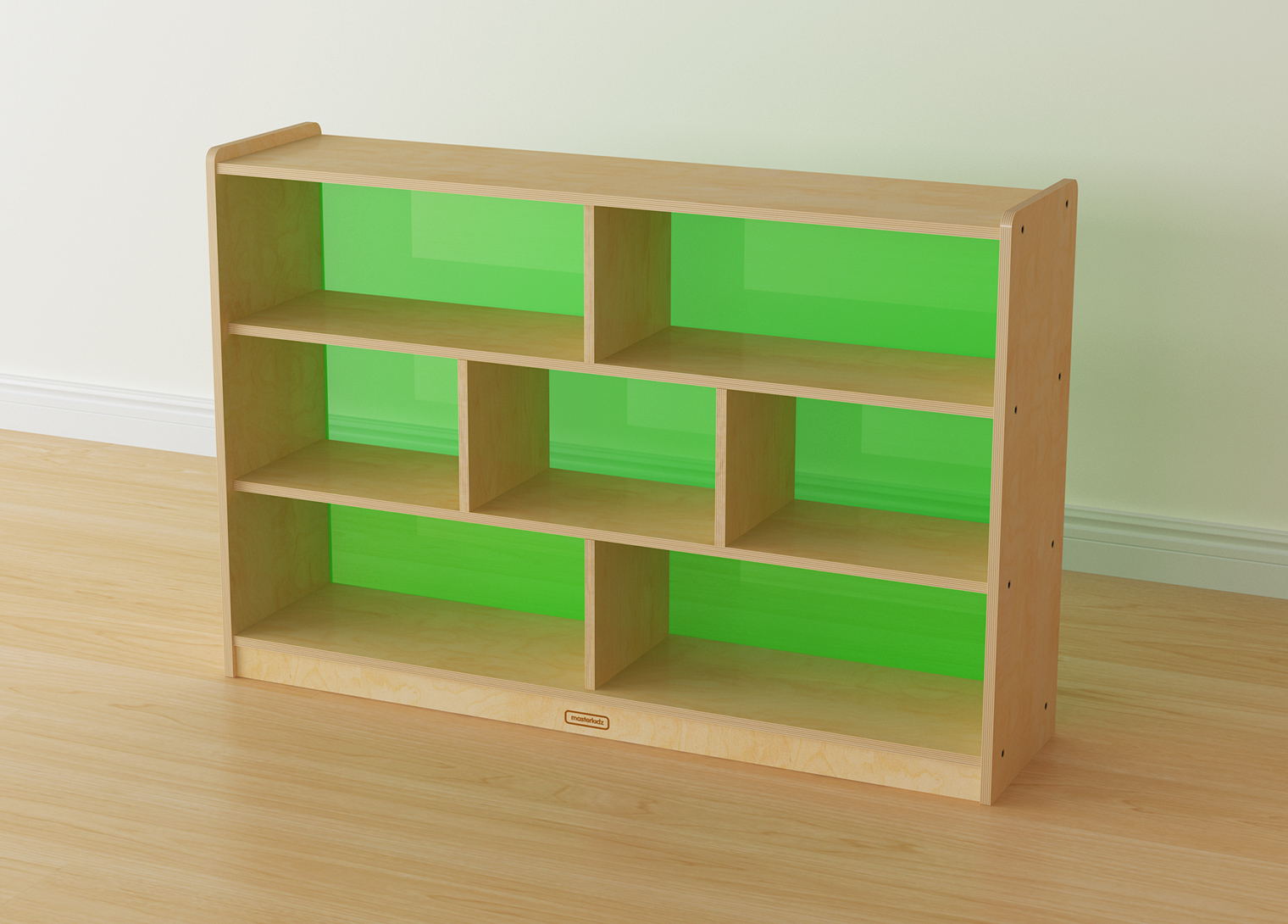 800H x 1200L 7 Compartment Shelving Unit - Translucent Green Back