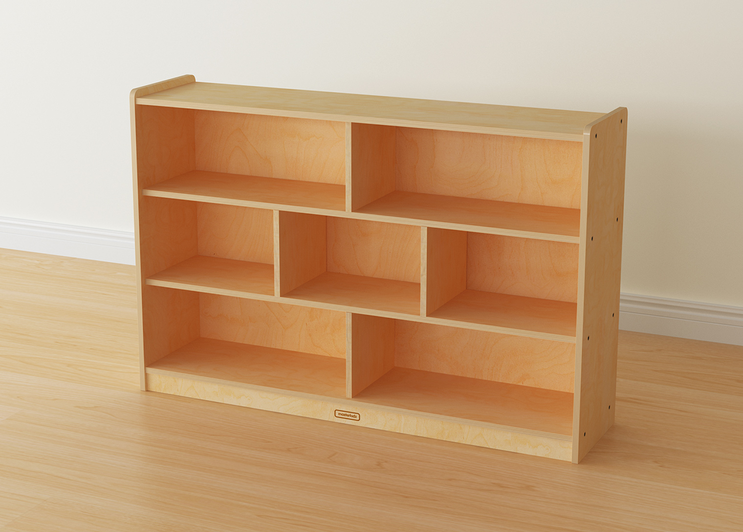 800H x 1200L 7 Compartment Shelving Unit - Wooden Back