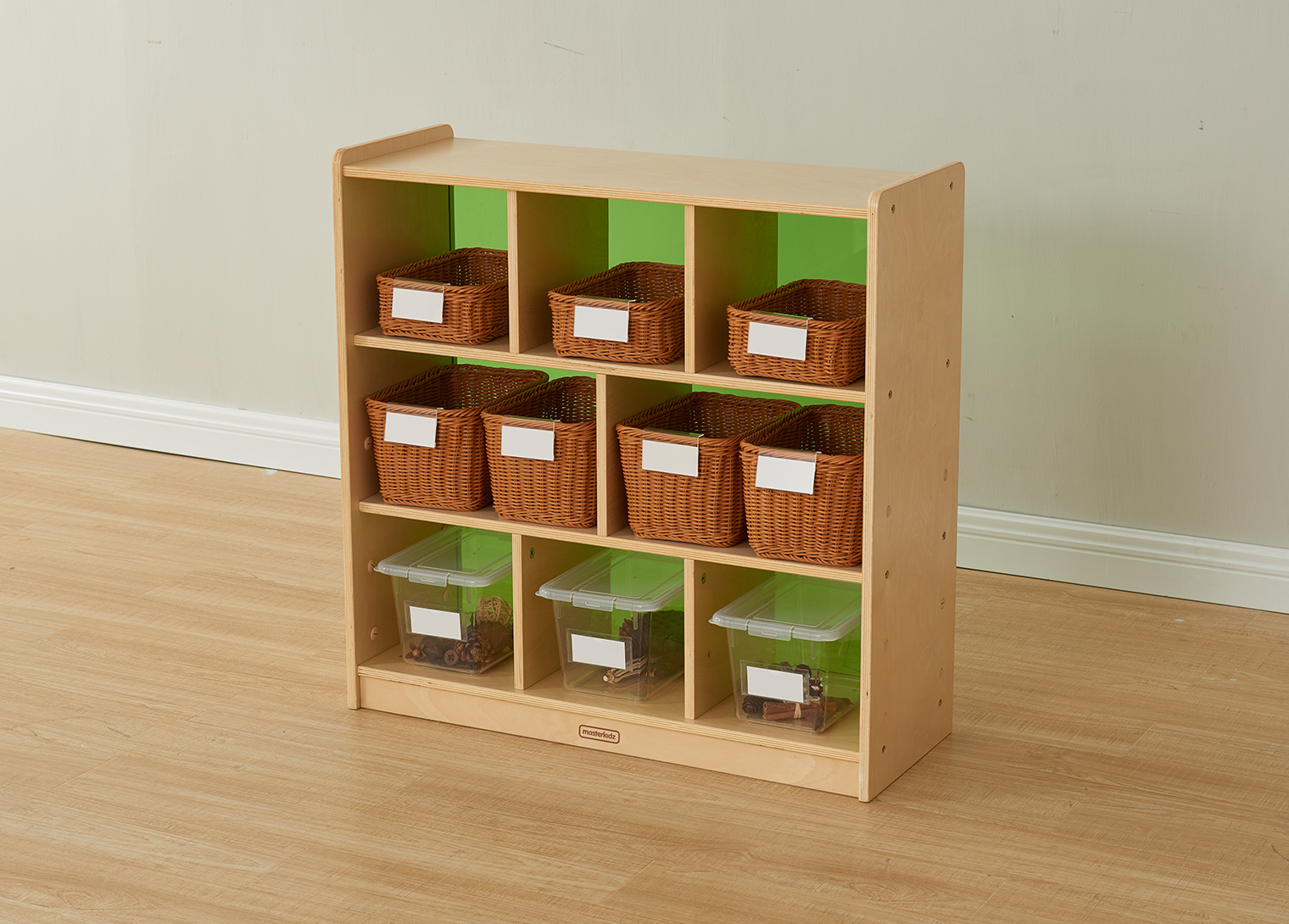 800H x 800L 8 Compartment Shelving Unit - Translucent Green Back