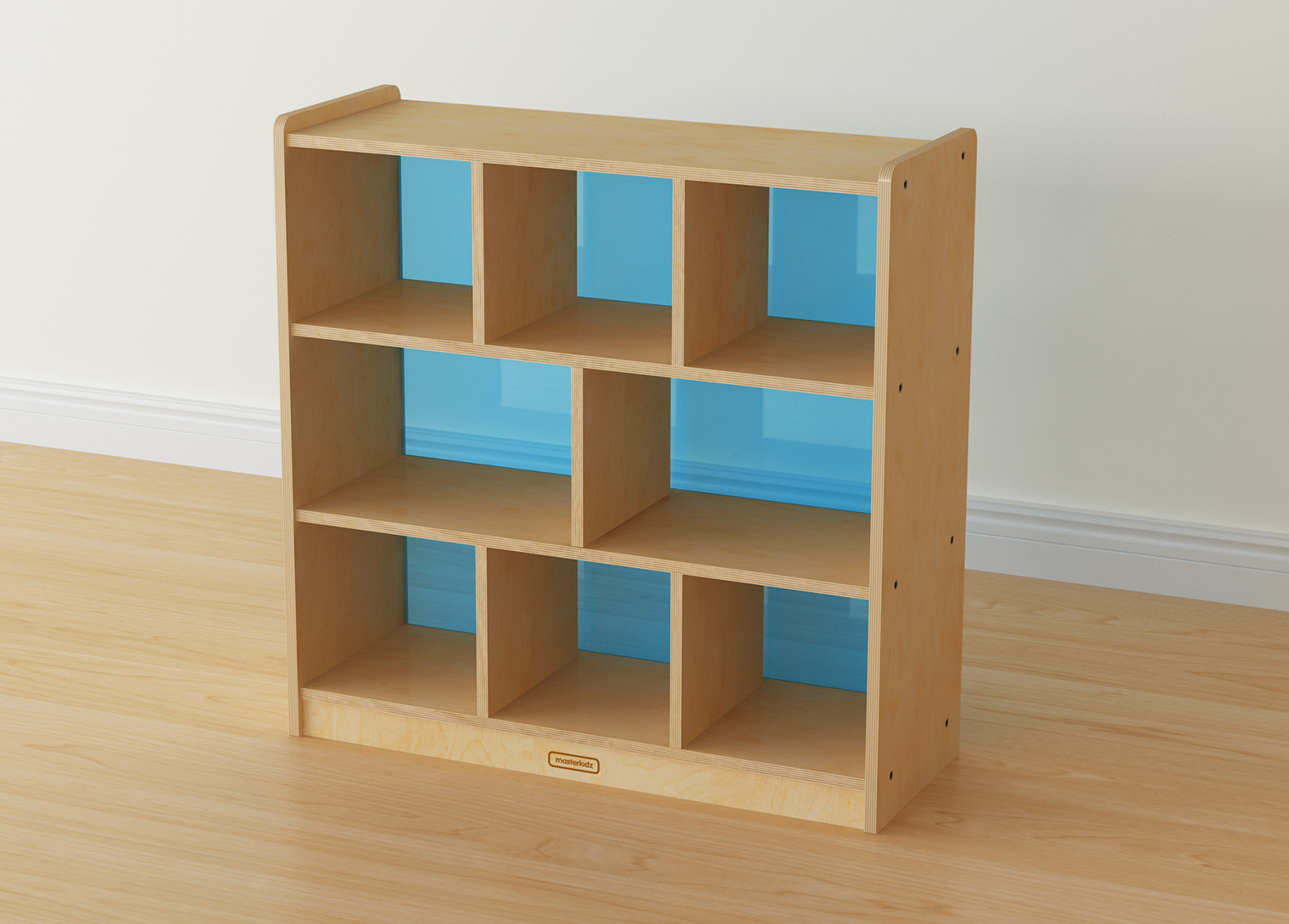 800H x 800L 8 Compartment Shelving Unit - Translucent Blue Back