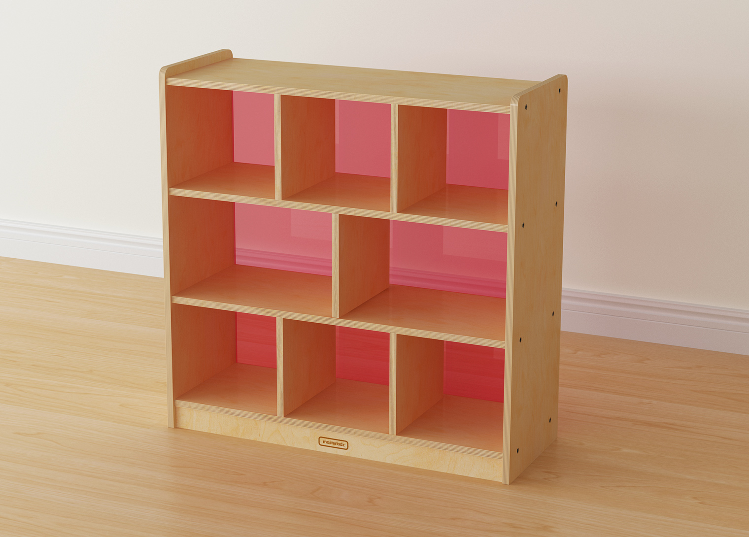 800H x 800L 8 Compartment Shelving Unit - Translucent Red Back