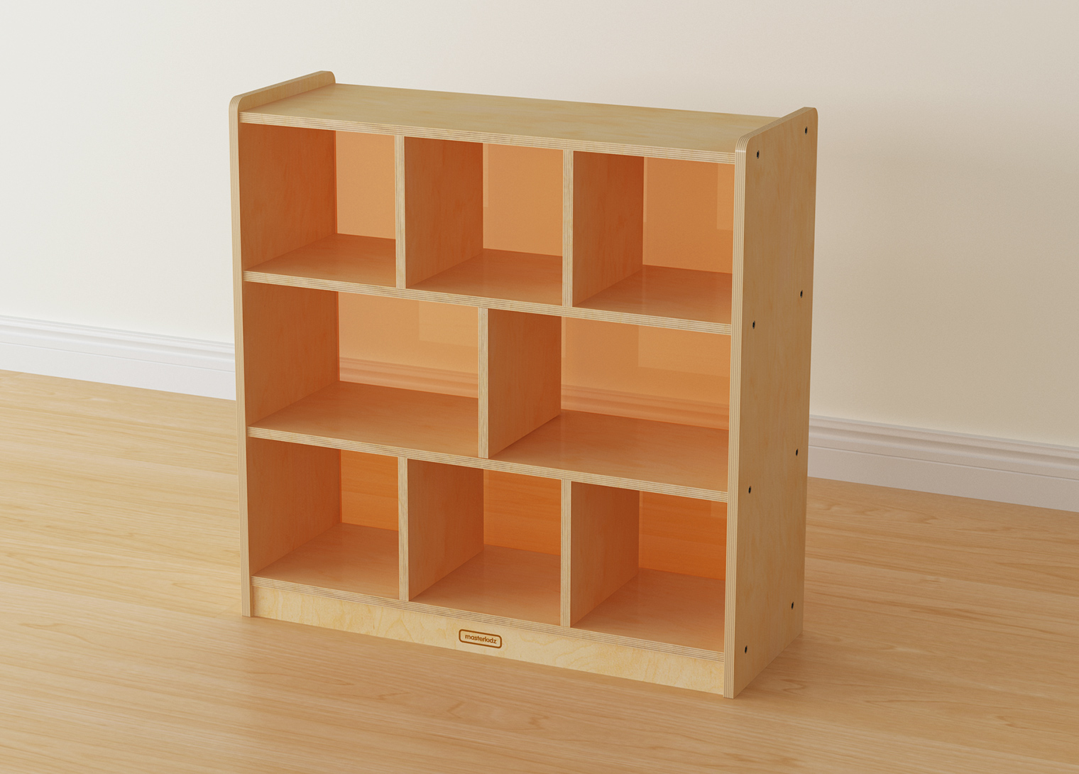 800H x 800L 8 Compartment Shelving Unit - Translucent Orange Back