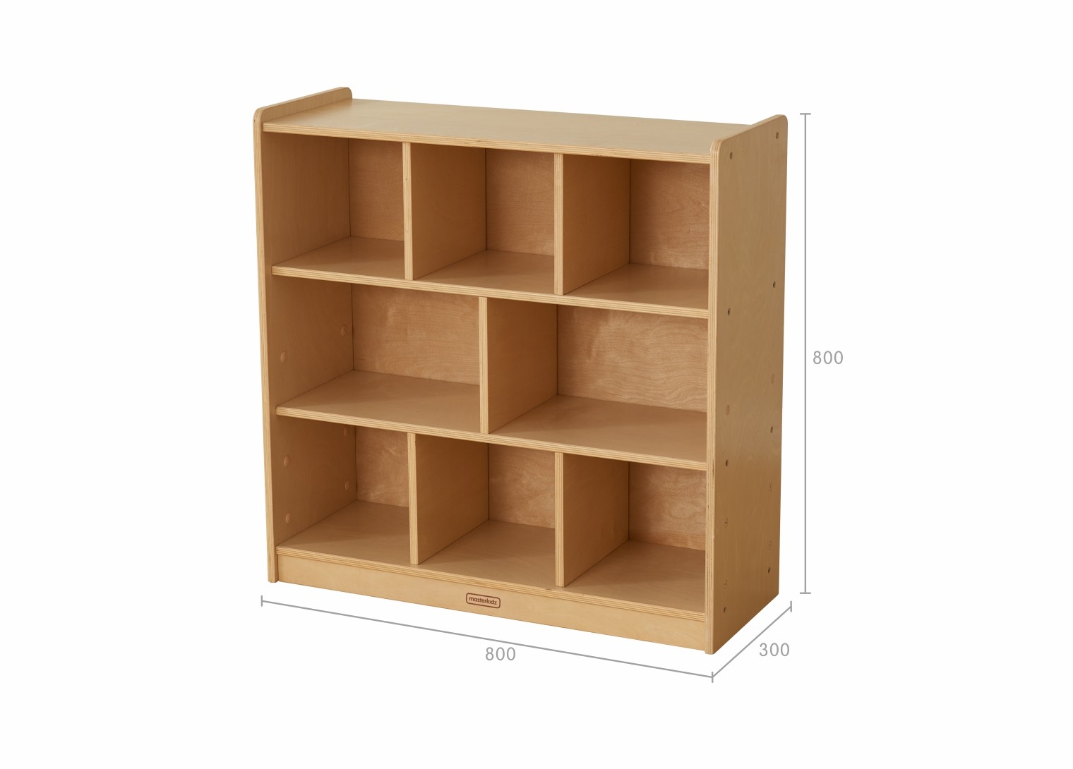 800H x 800L 8 Compartment Shelving Unit - Wooden Back