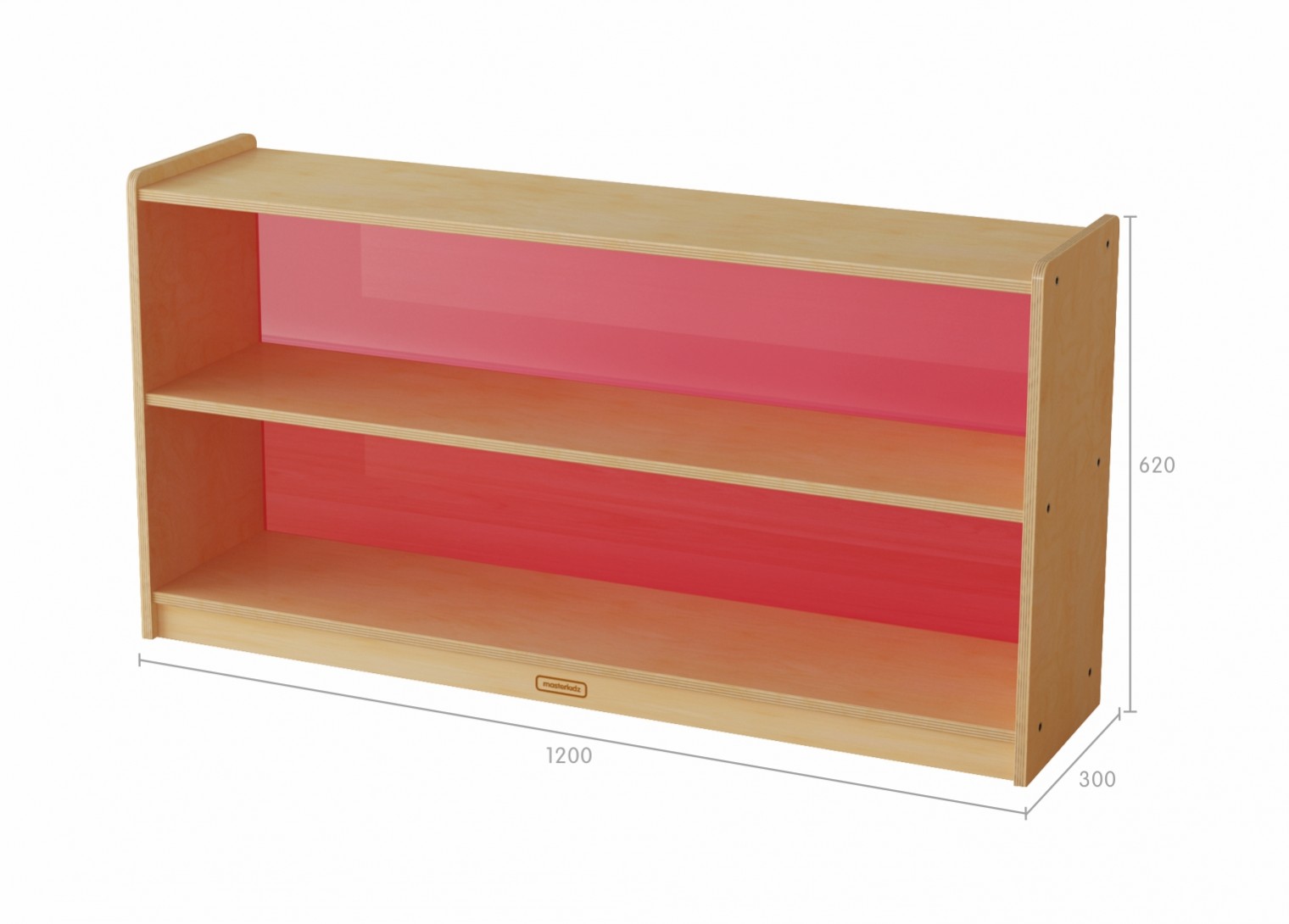 620H x 1200L Shelving Unit - Translucent Red Back