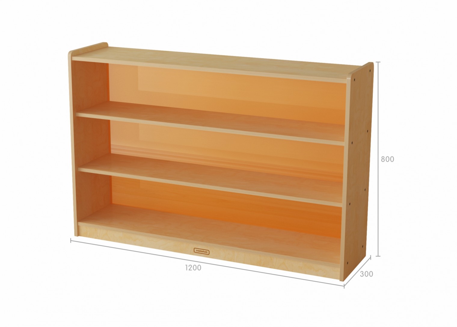 800H x 1200L Shelving Unit - Translucent Orange Back