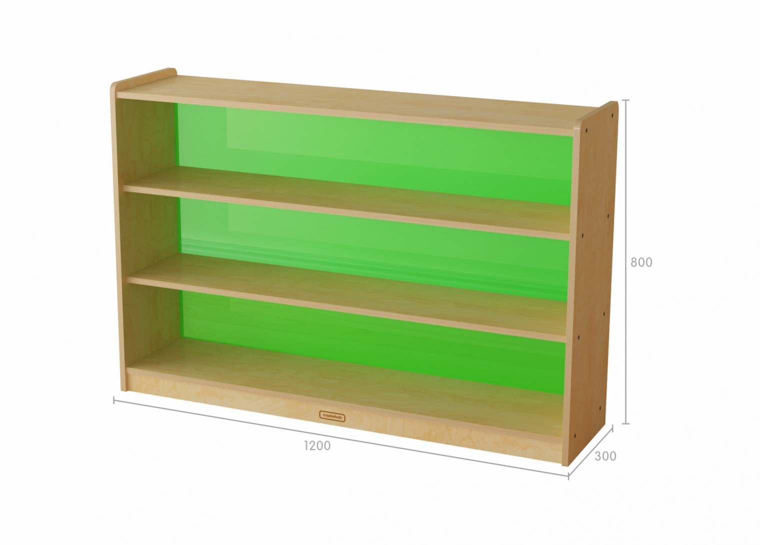 800H x 1200L Shelving Unit - Translucent Green Back