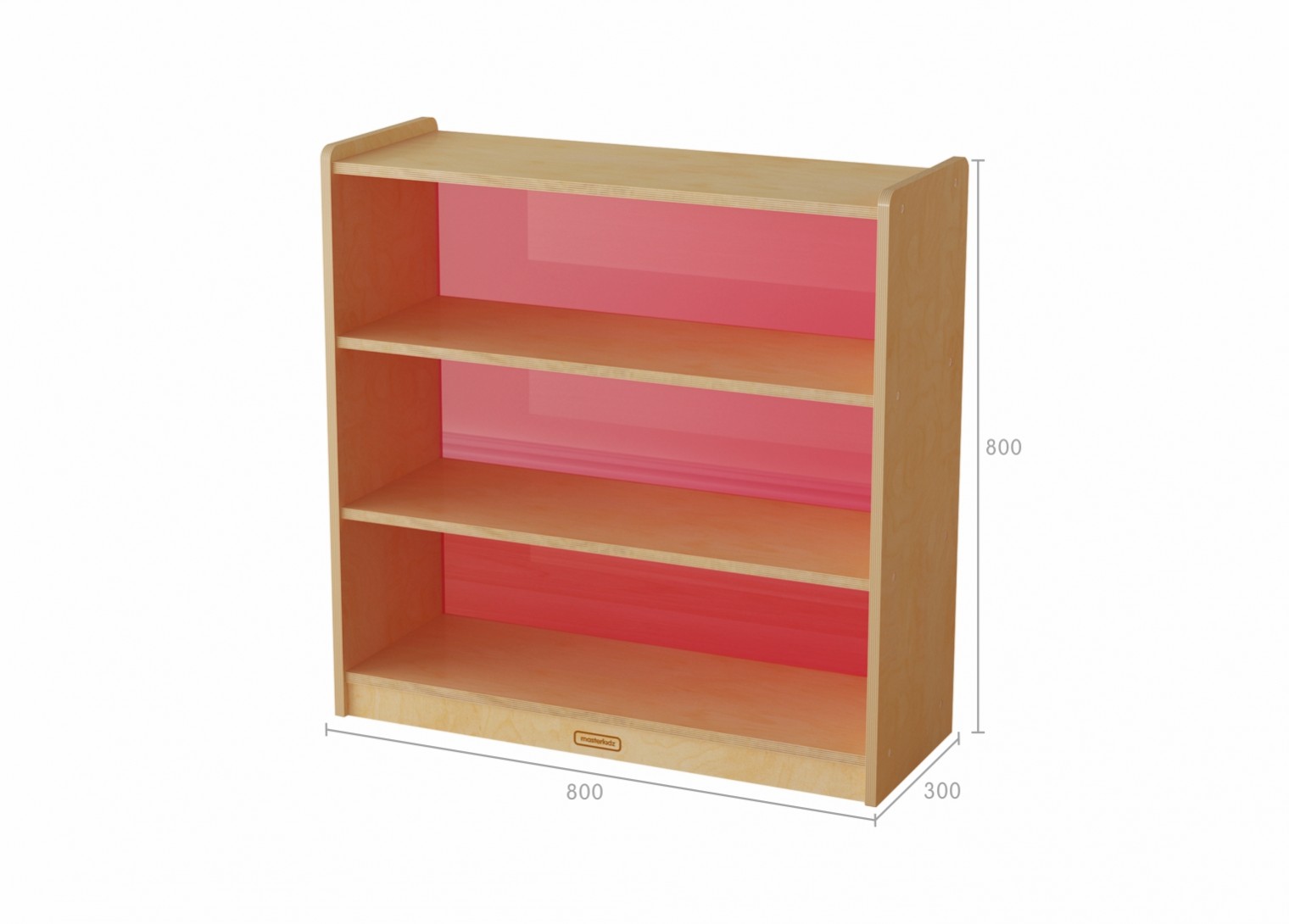 800H x 800L Shelving Unit - Translucent Red Back