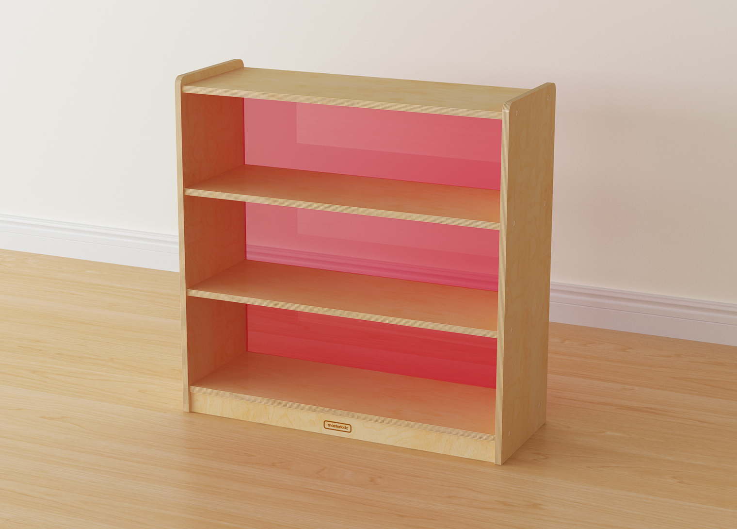 800H x 800L Shelving Unit - Translucent Red Back