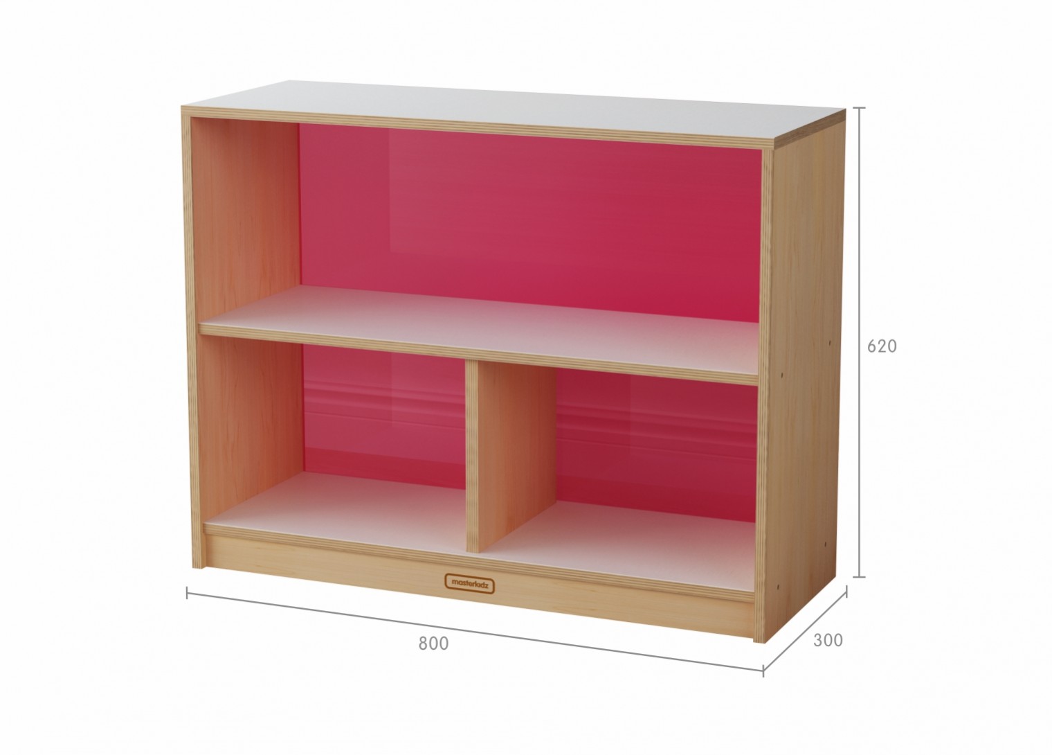 Snowdon - 620H x 800L 3-Compartment Shelving Unit - Translucent Red Back