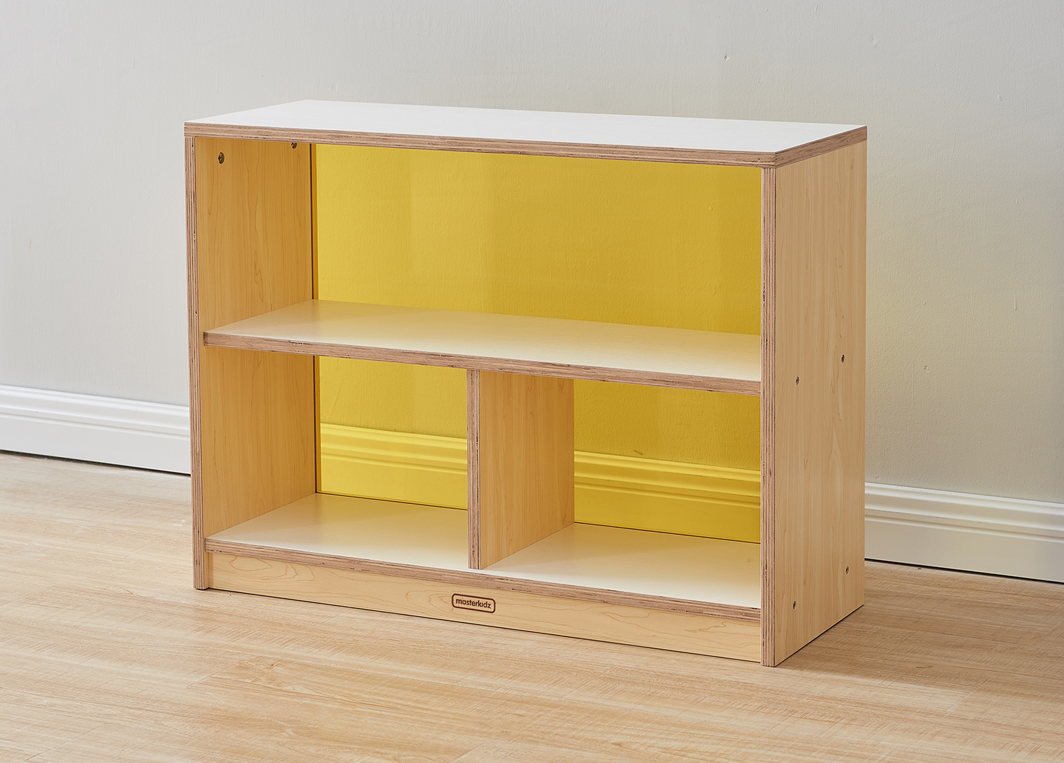 Snowdon - 620H x 800L 3-Compartment Shelving Unit - Translucent Yellow Back