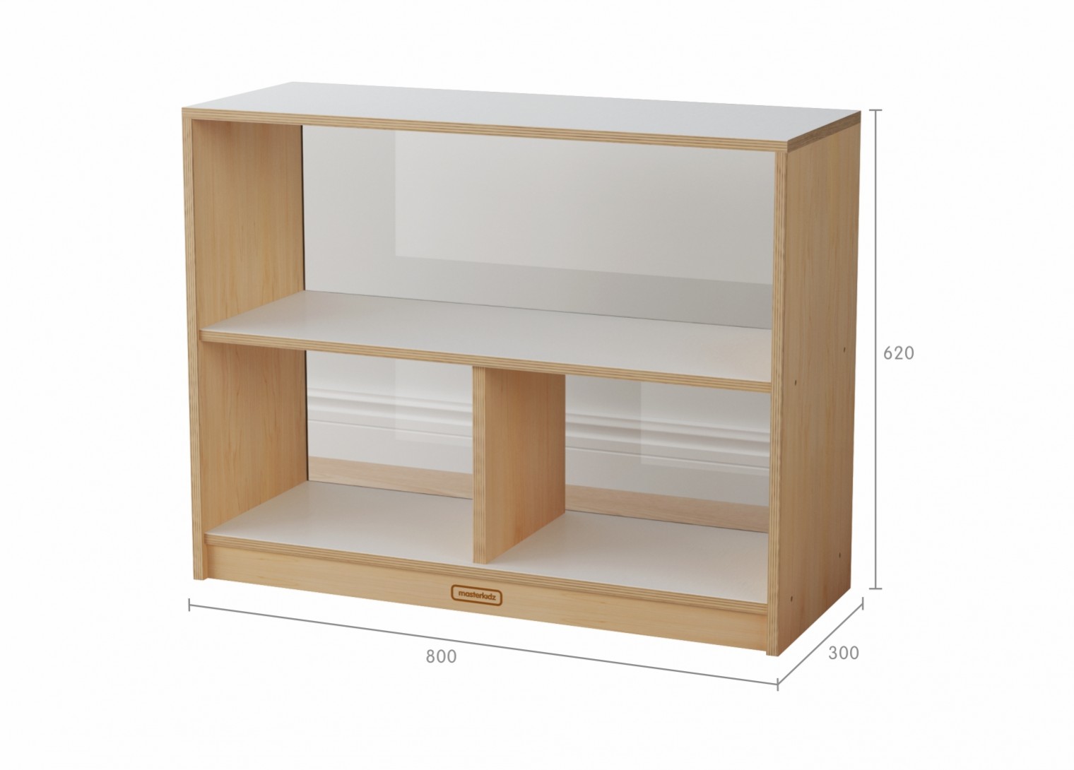 Snowdon - 620H x 800L 3-Compartment Shelving Unit - Transparent Back