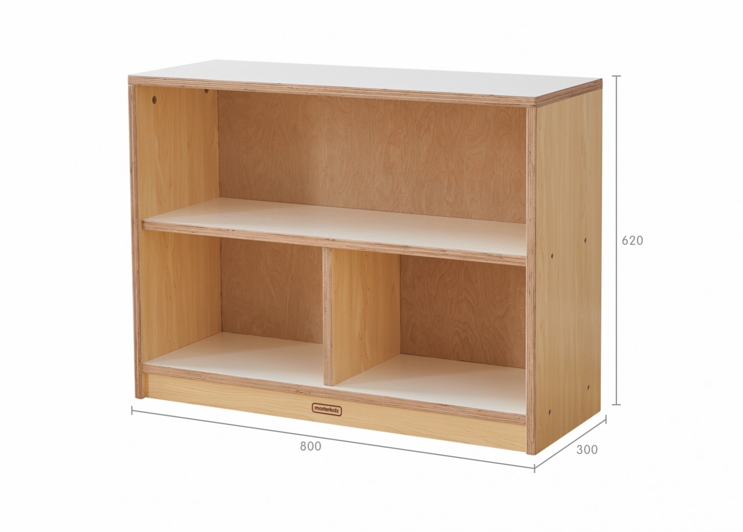 Snowdon - 620H x 800L 3-Compartment Shelving Unit - Wooden Back