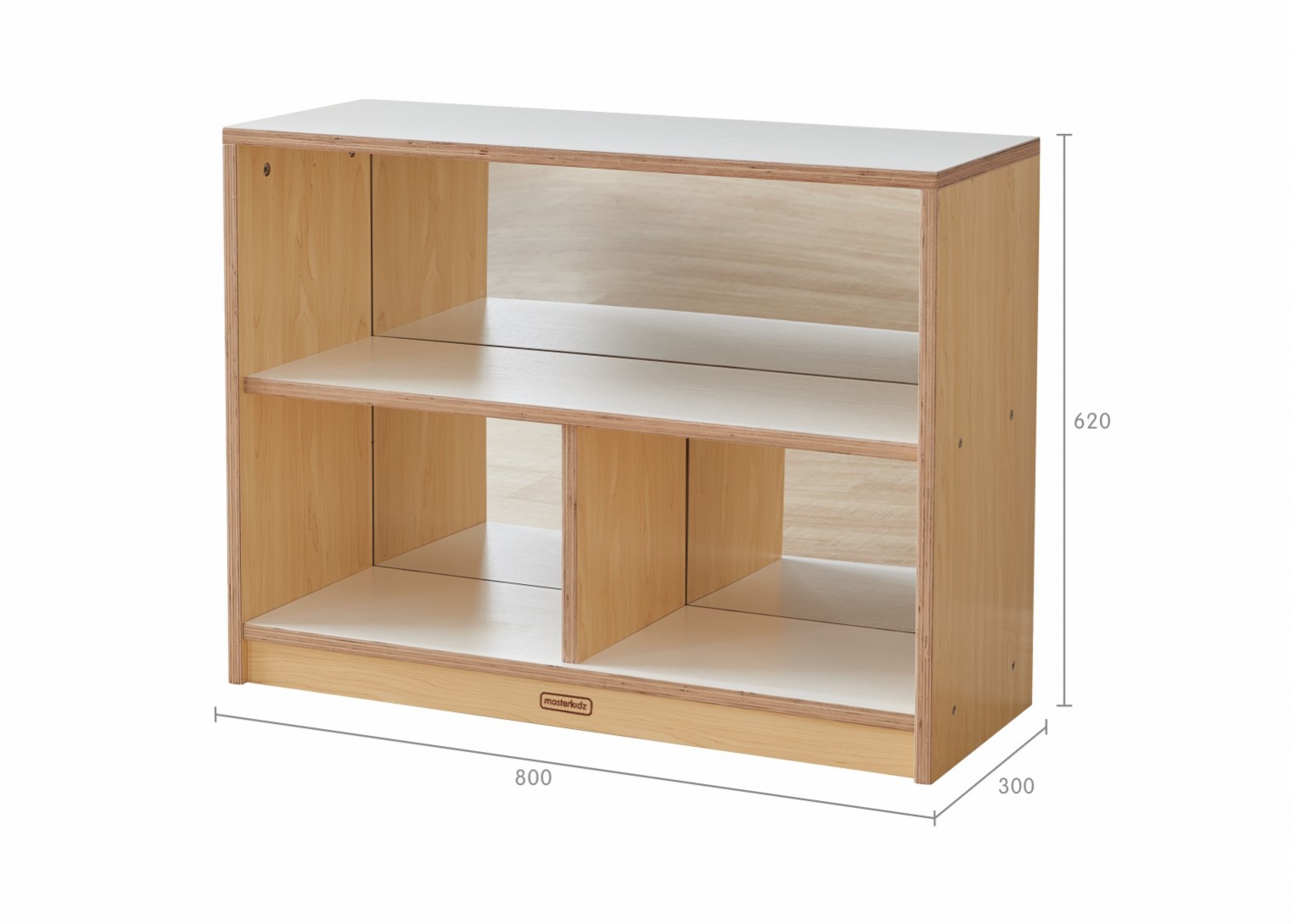 Snowdon - 620H x 800L 3-Compartment Shelving Unit - Anti-Scratch Acrylic Mirror Back