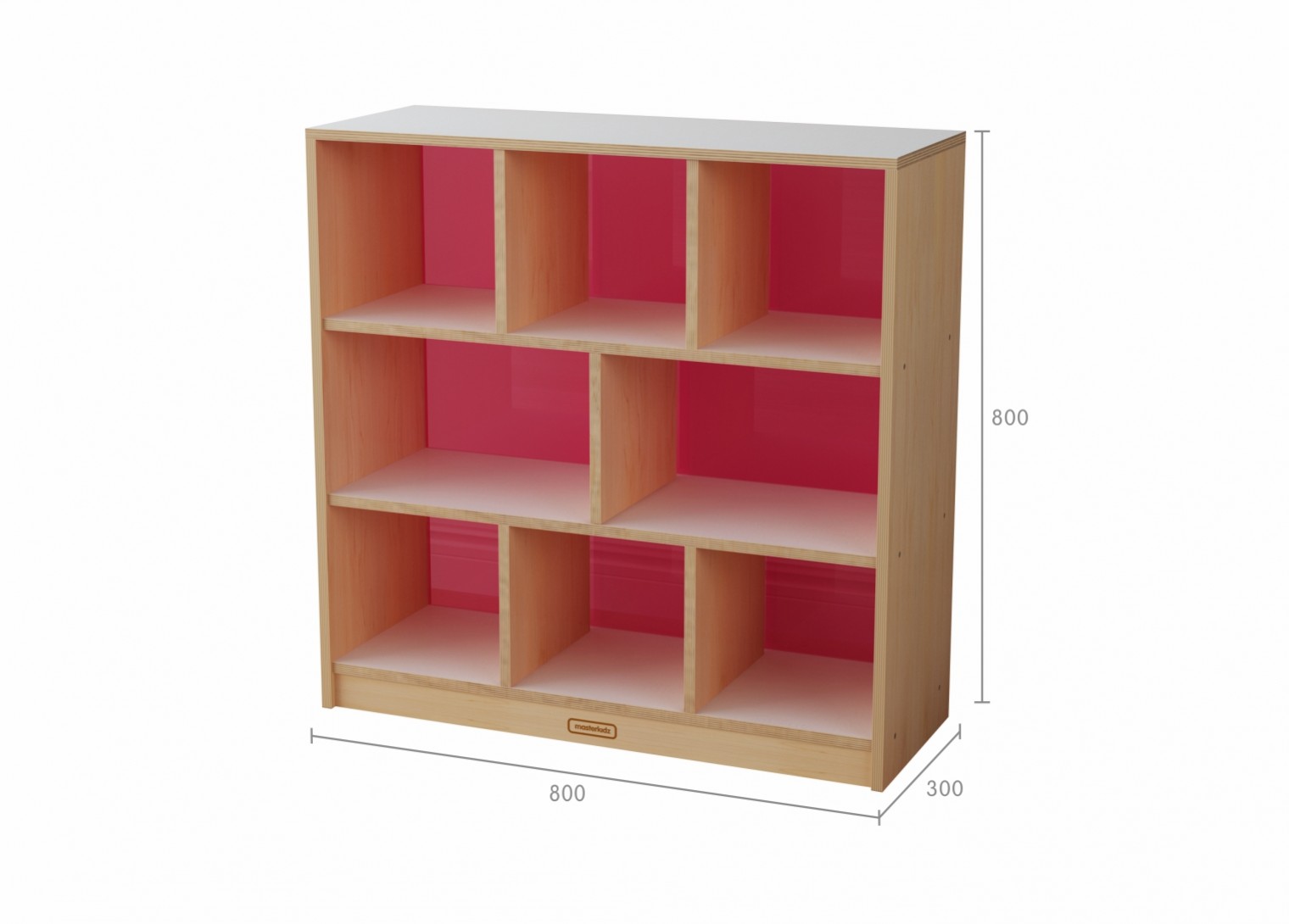 Snowdon - 800H x 800L 8 Compartment Shelving Unit - Translucent Red Back