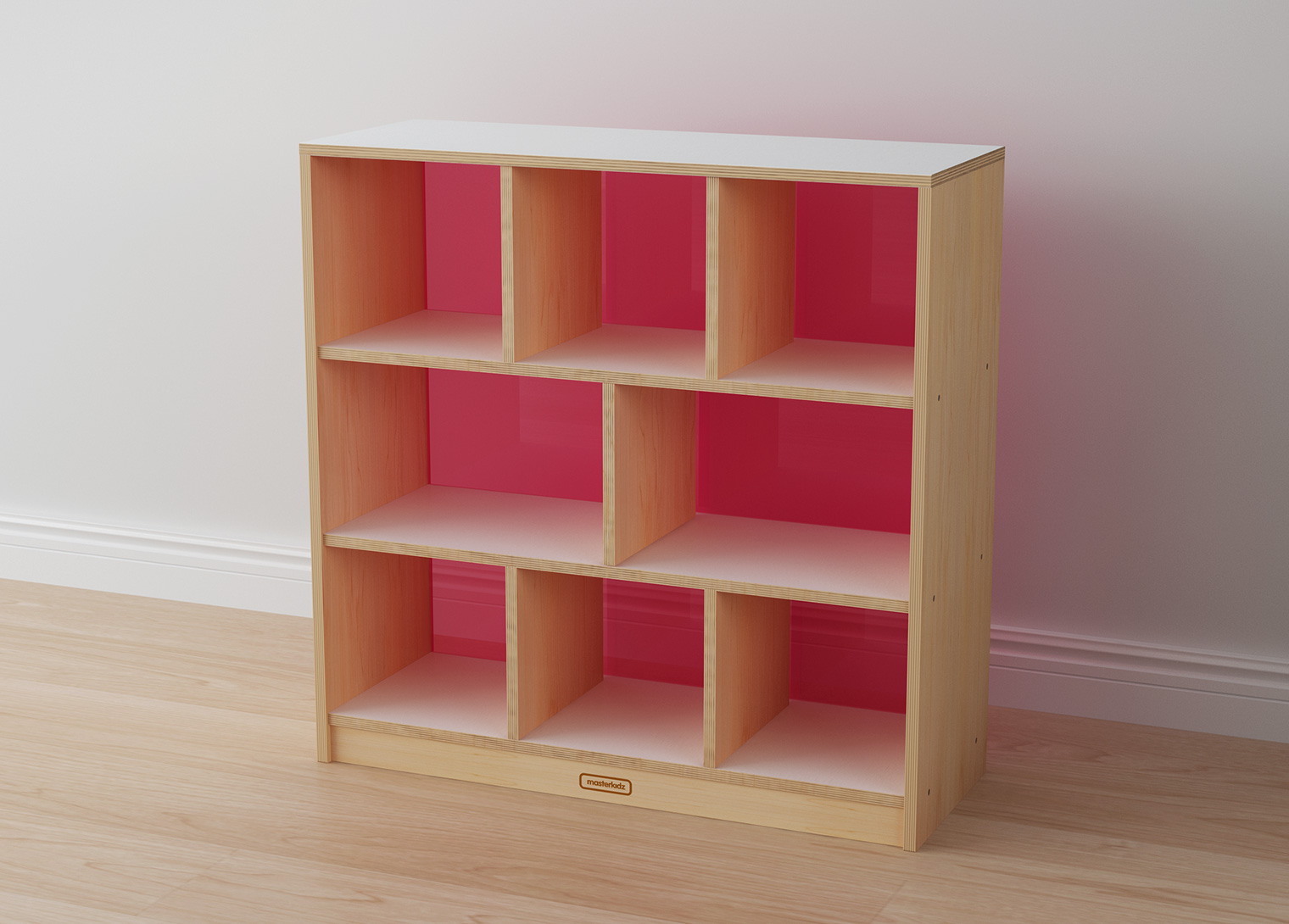 Snowdon - 800H x 800L 8 Compartment Shelving Unit - Translucent Red Back