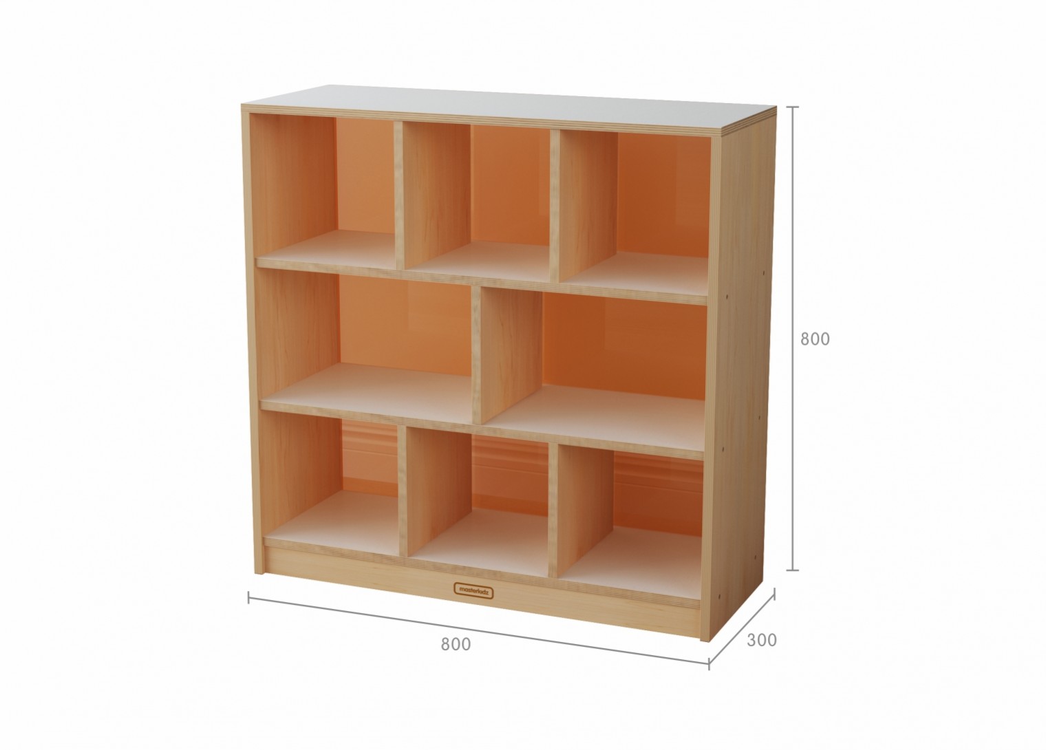 Snowdon - 800H x 800L 8 Compartment Shelving Unit - Translucent Orange Back