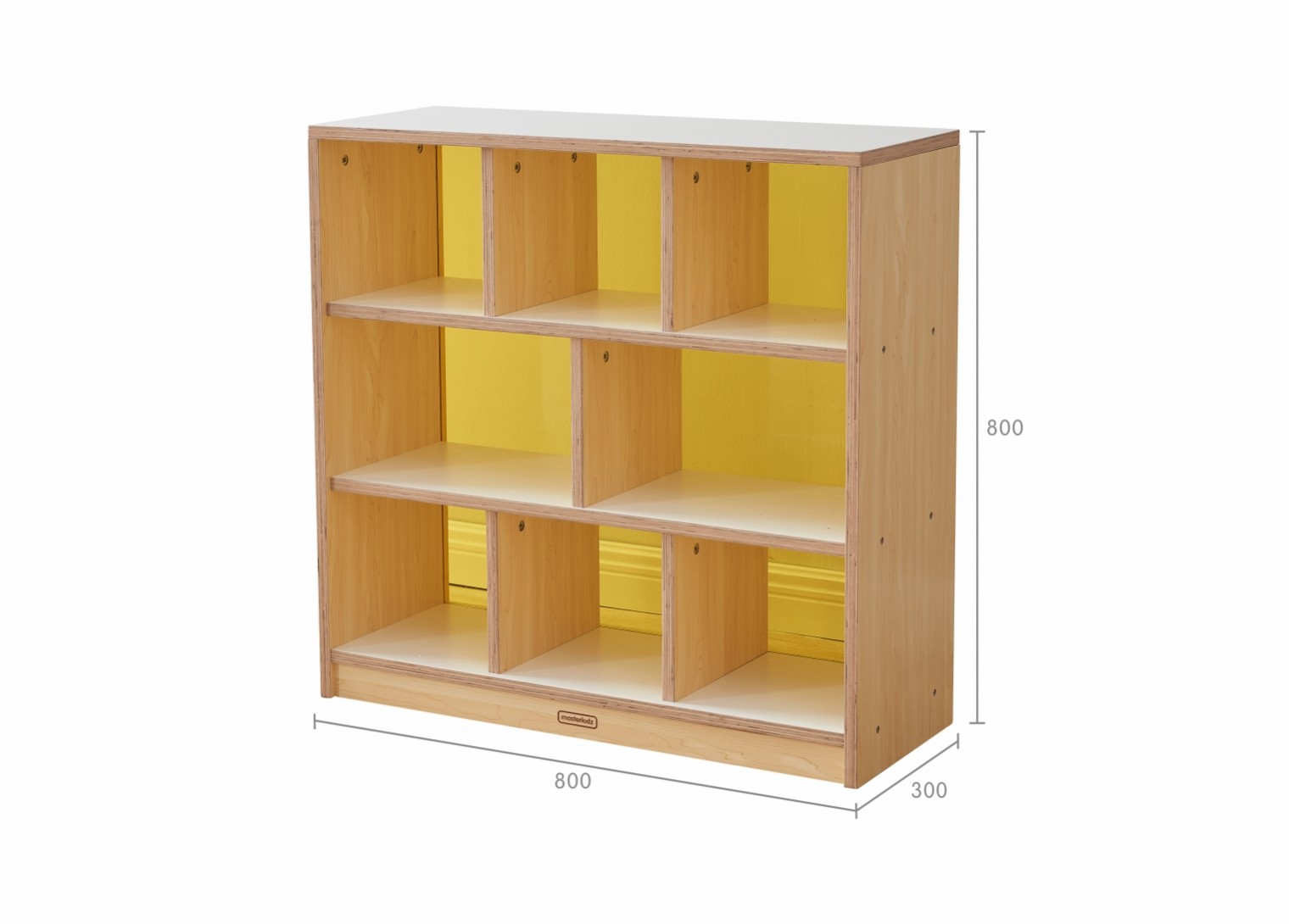 Snowdon - 800H x 800L 8 Compartment Shelving Unit - Translucent Yellow Back