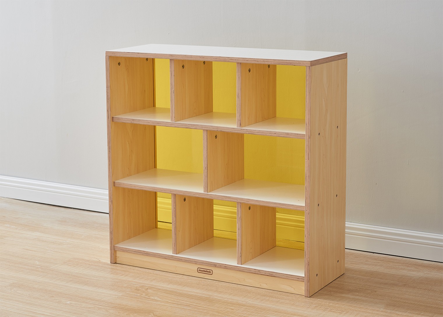 Snowdon - 800H x 800L 8 Compartment Shelving Unit - Translucent Yellow Back