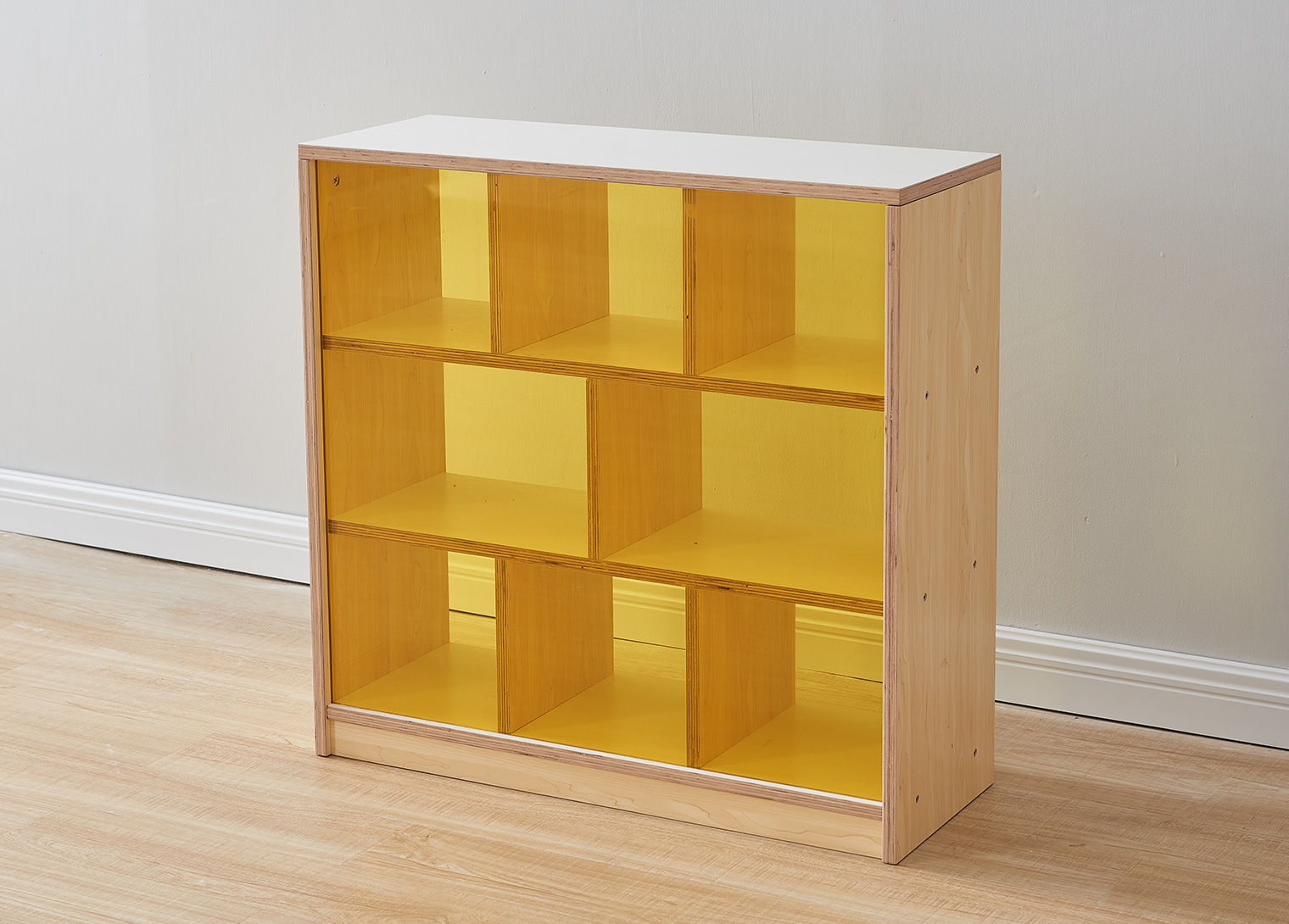 Snowdon - 800H x 800L 8 Compartment Shelving Unit - Translucent Yellow Back