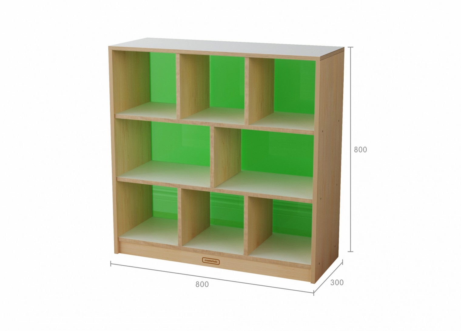 Snowdon - 800H x 800L 8 Compartment Shelving Unit - Translucent Green Back