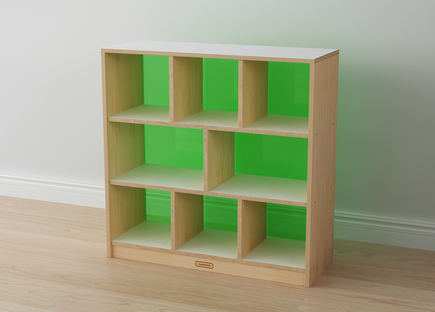 Snowdon - 800H x 800L 8 Compartment Shelving Unit - Translucent Green Back