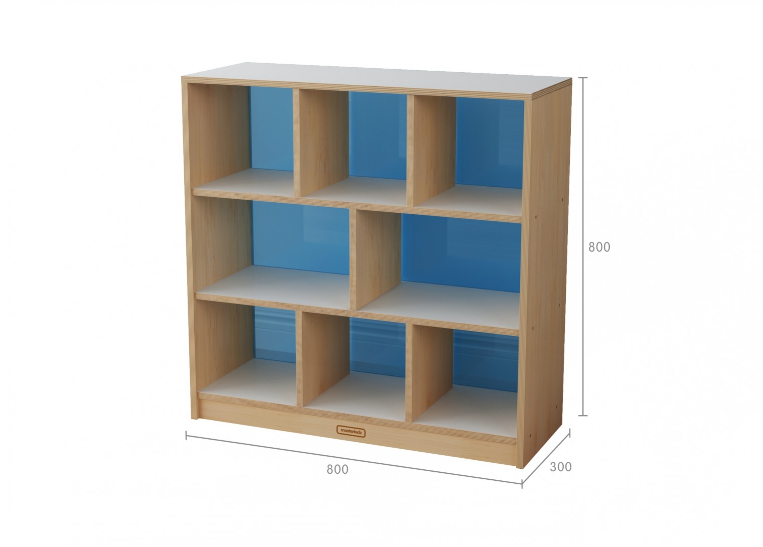 Snowdon - 800H x 800L 8 Compartment Shelving Unit - Translucent Blue Back