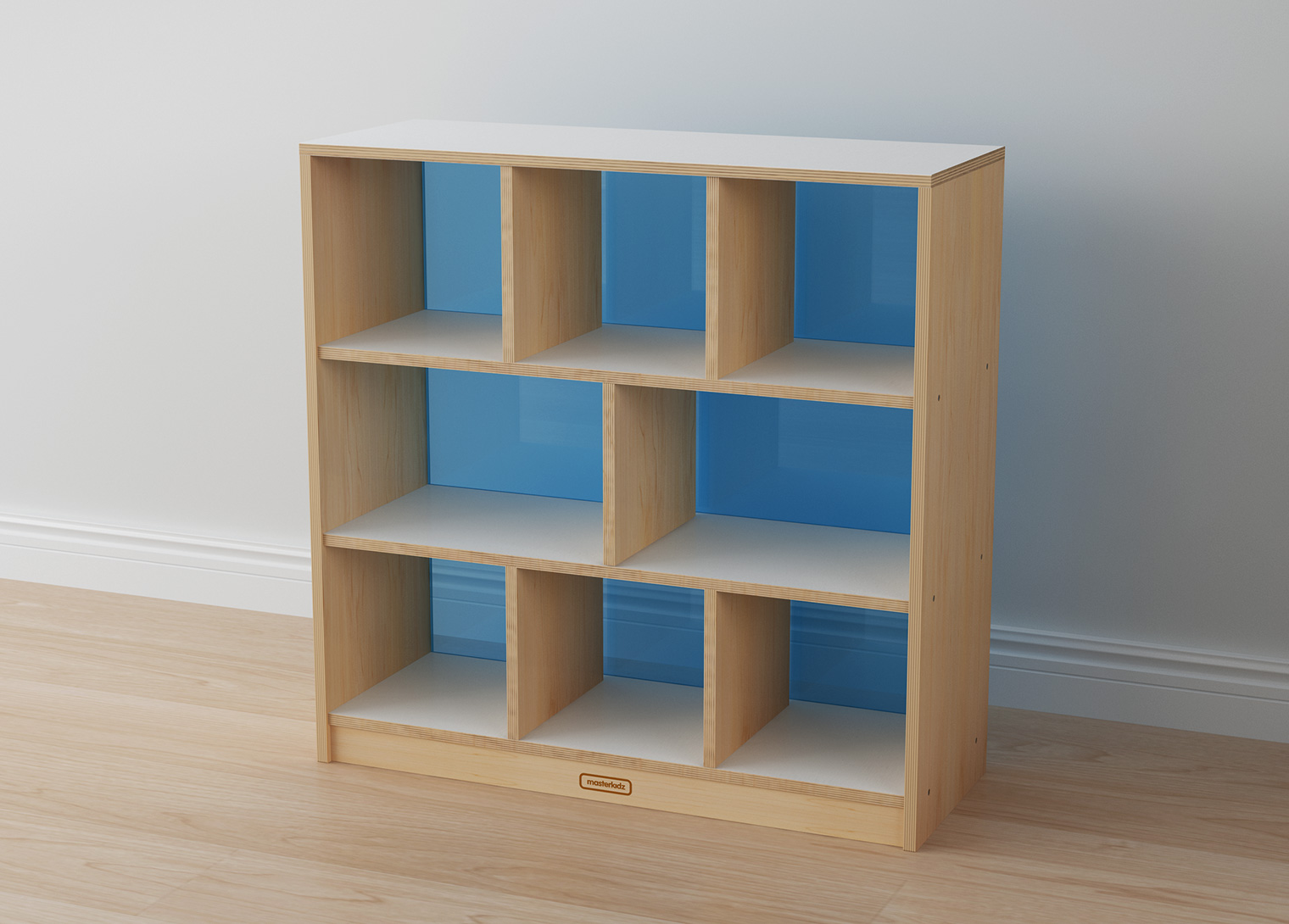 Snowdon - 800H x 800L 8 Compartment Shelving Unit - Translucent Blue Back