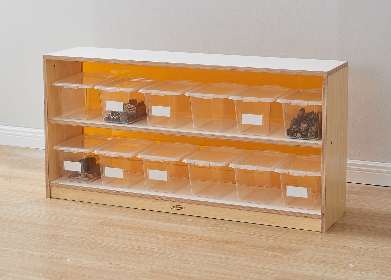 Snowdon - 620H x 1200L Shelving Unit - Translucent Orange Back