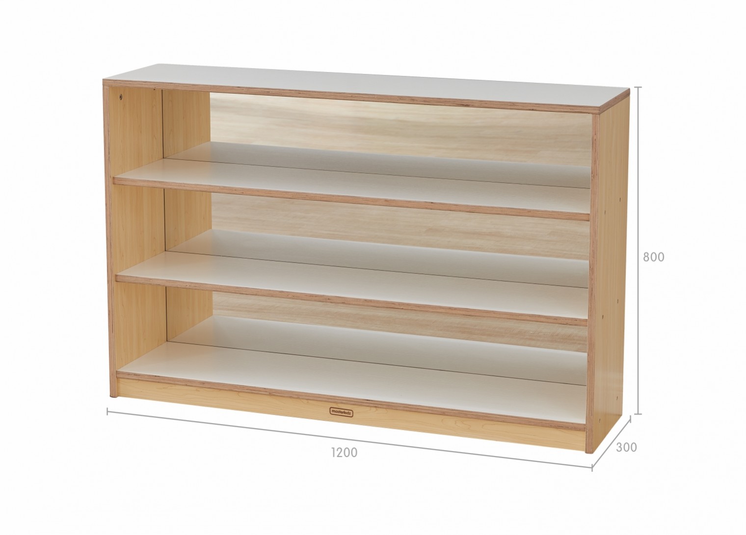 Snowdon - 800H x 1200L Shelving Unit - Anti-Scratch Acrylic Mirror Back