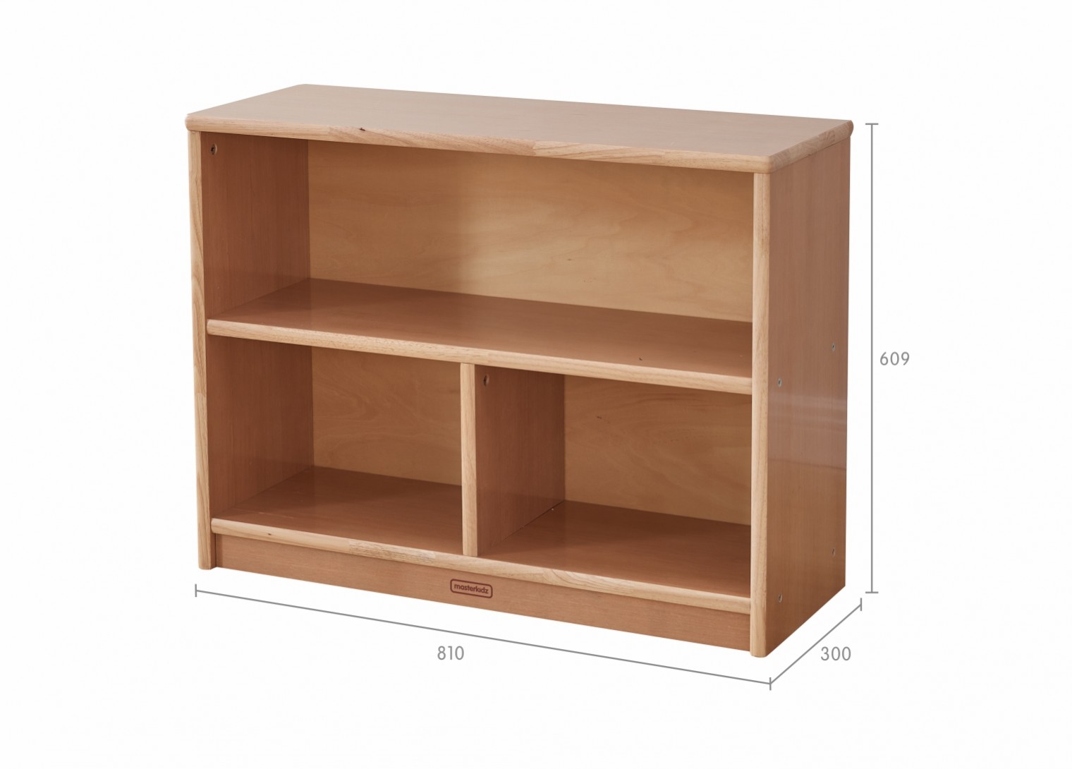 Forest School - 609H x 810L Wooden  3-Compartment Shelving Unit - Wooden Back