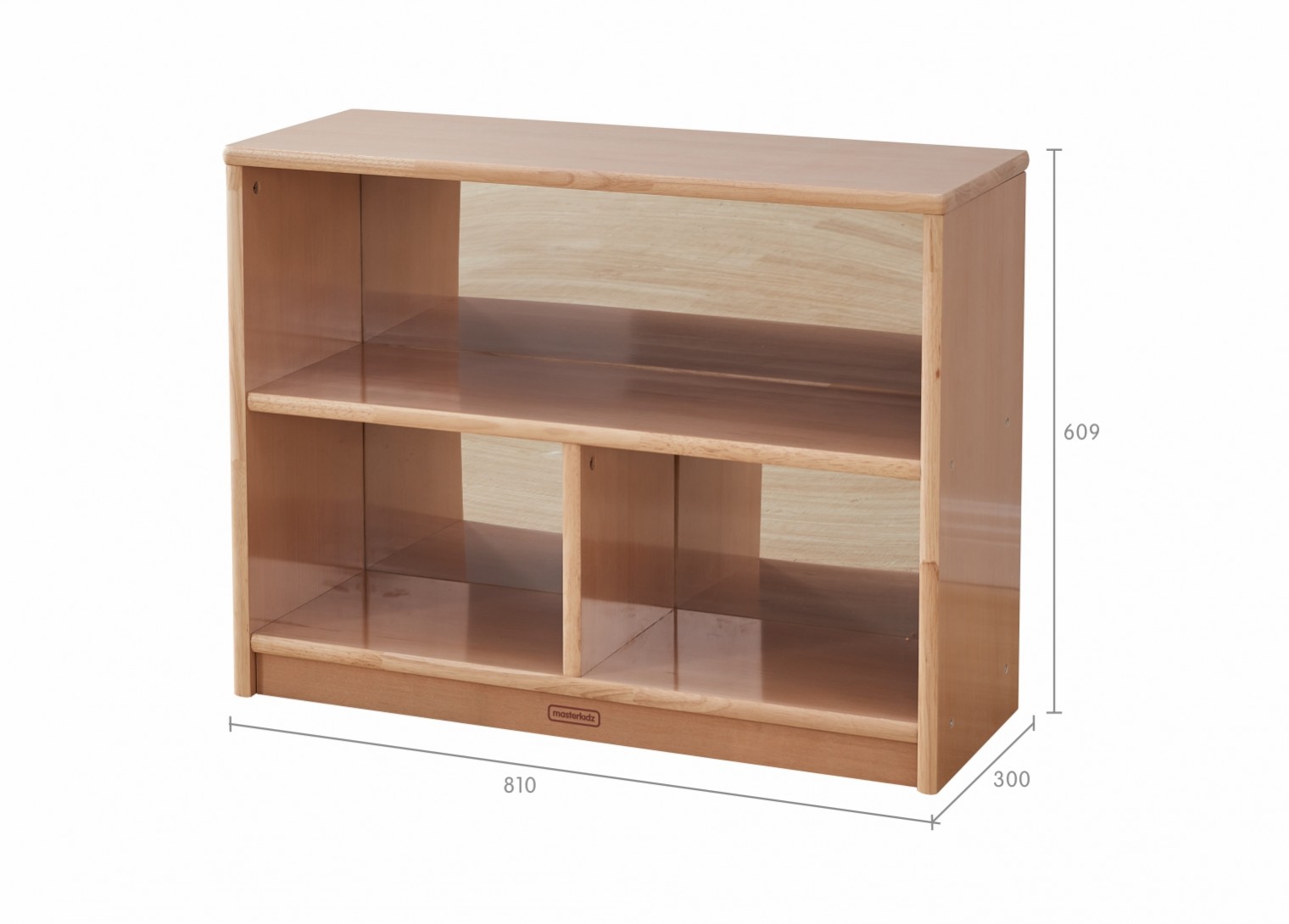 Forest School - 609H x 810L Wooden  3-Compartment Shelving Unit - Anti-Scratch Acrylic Mirror Back