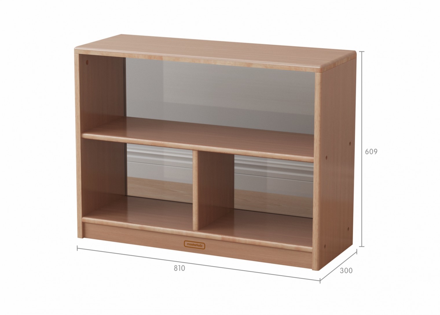 Forest School - 609H x 810L Wooden  3-Compartment Shelving Unit - Transparent Back