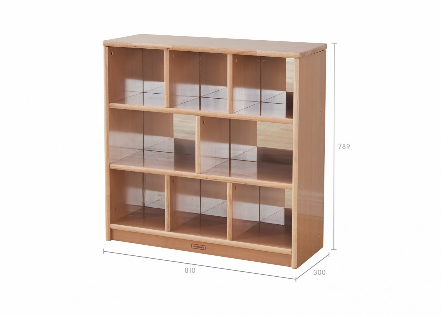 Forest School - 789H x 810L Wooden  8-Compartment Shelving Unit - Anti-Scratch Acrylic Mirror Back