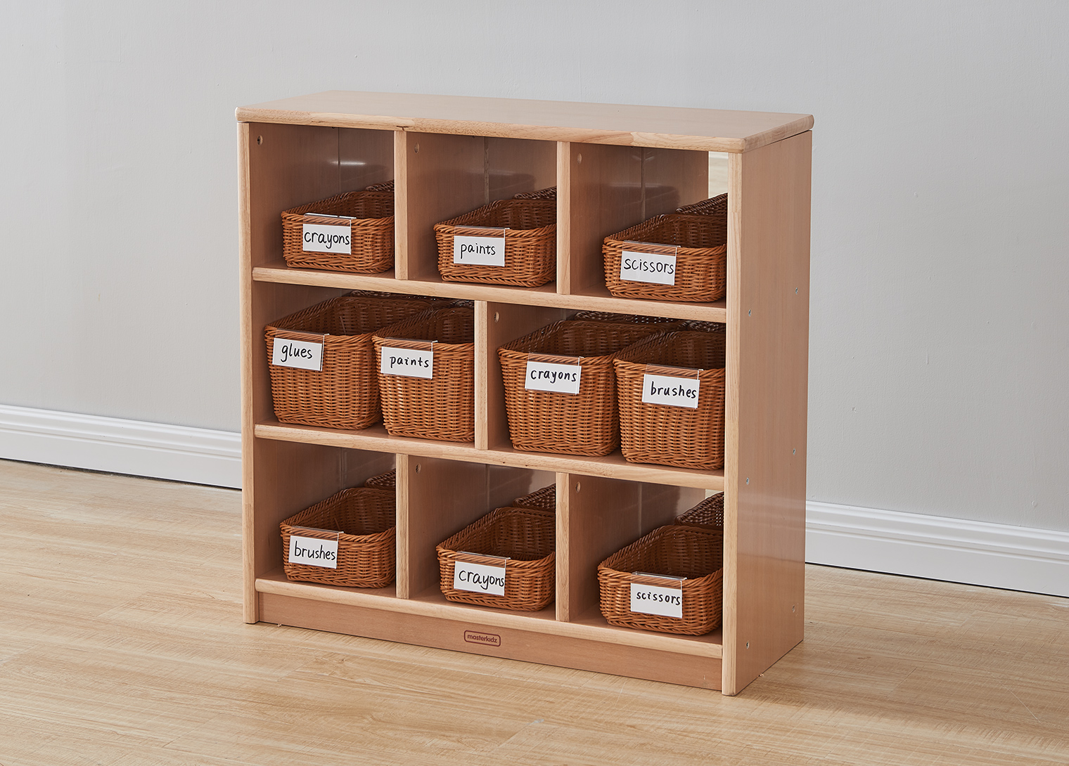 Forest School - 789H x 810L Wooden  8-Compartment Shelving Unit - Anti-Scratch Acrylic Mirror Back