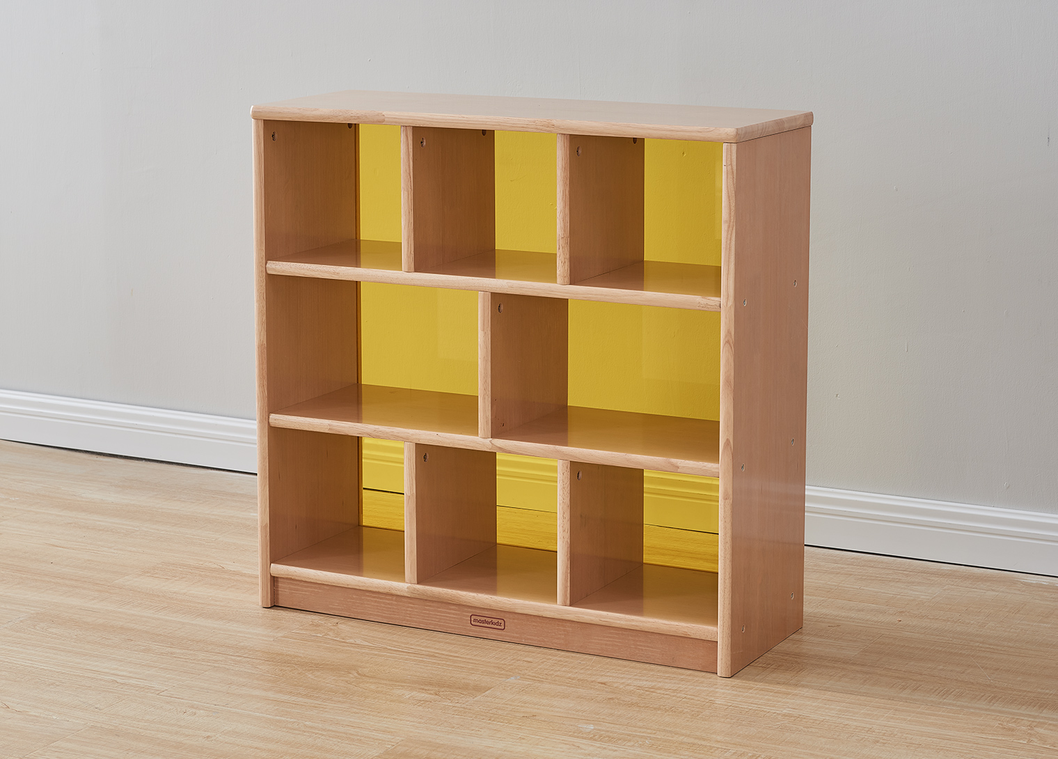 Forest School - 789H x 810L Wooden  8-Compartment Shelving Unit - Translucent Yellow Back