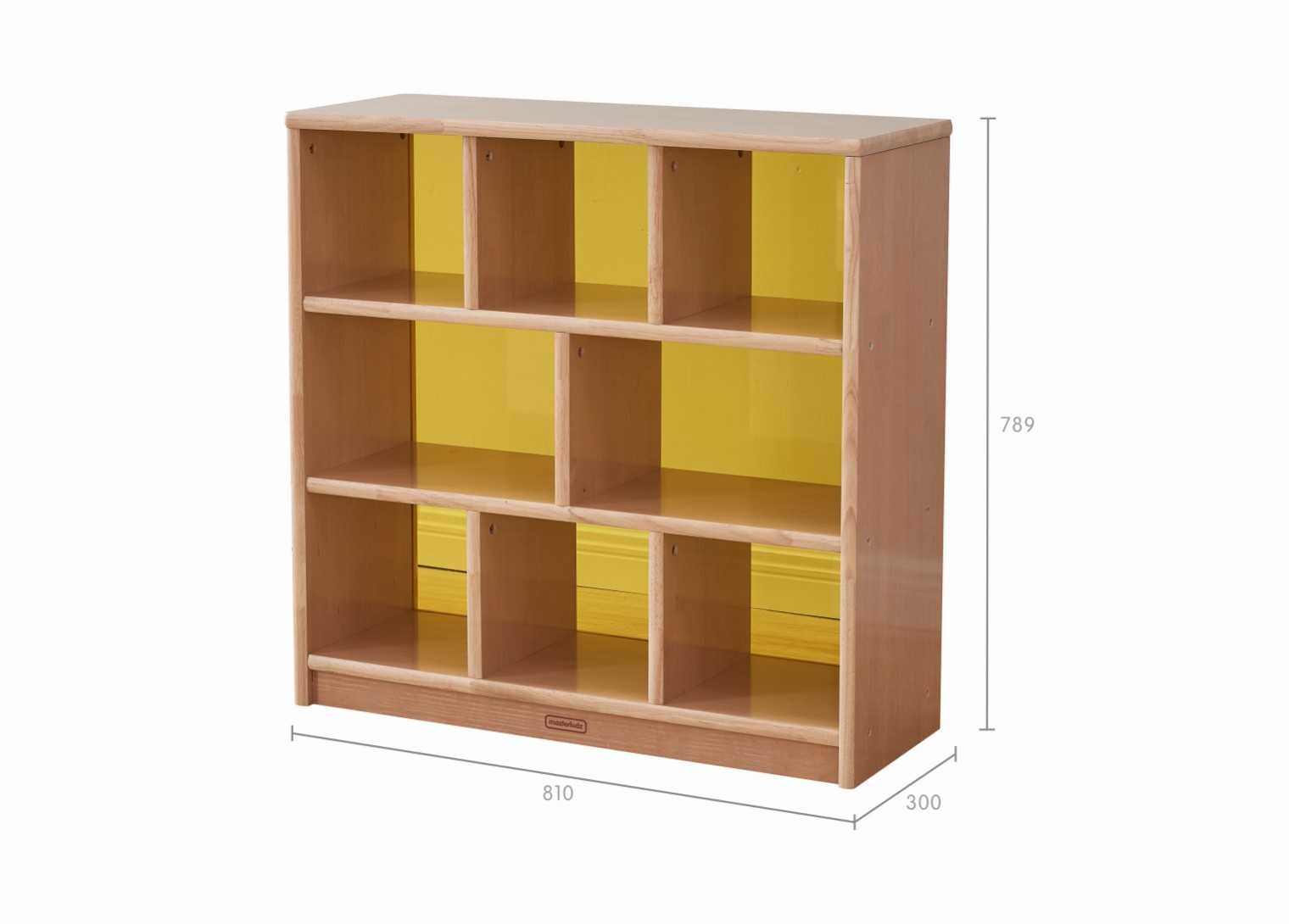 Forest School - 789H x 810L Wooden  8-Compartment Shelving Unit - Translucent Yellow Back