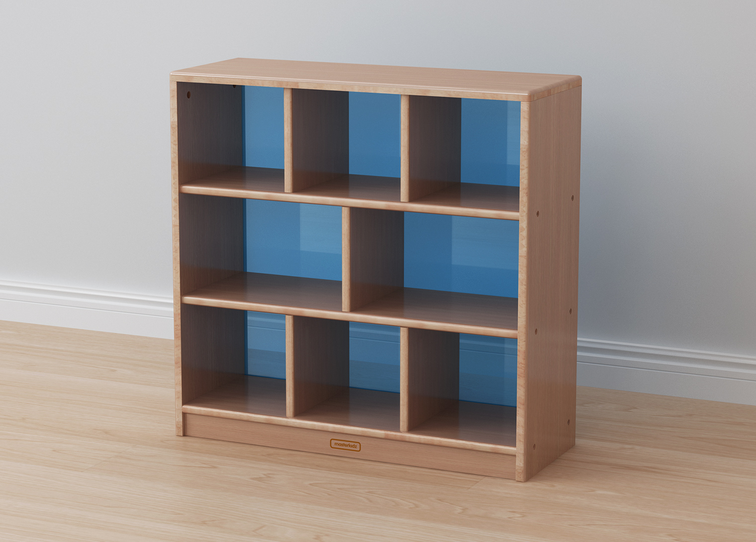 Forest School - 789H x 810L Wooden  8-Compartment Shelving Unit - Translucent Blue Back