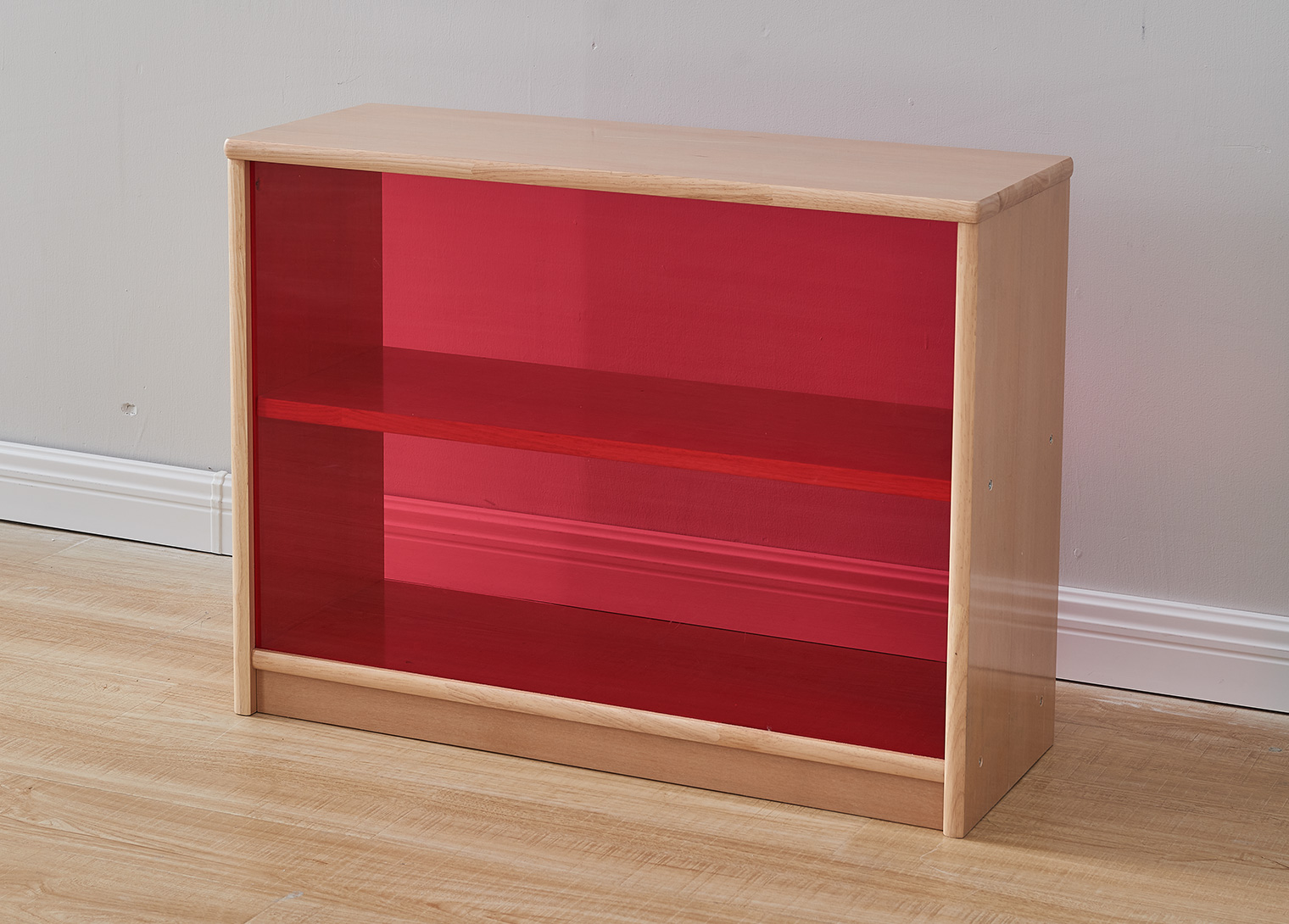 Forest School - 609H x 810L Wooden  Shelving Unit - Translucent Red Back