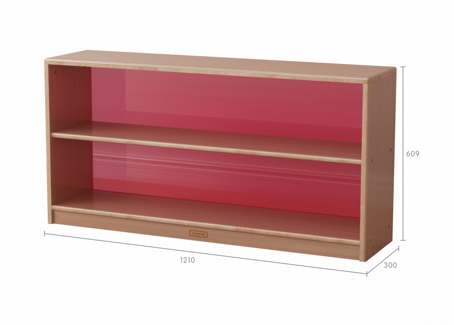 Forest School - 609H x 1210L Wooden  Shelving Unit - Translucent Red Back